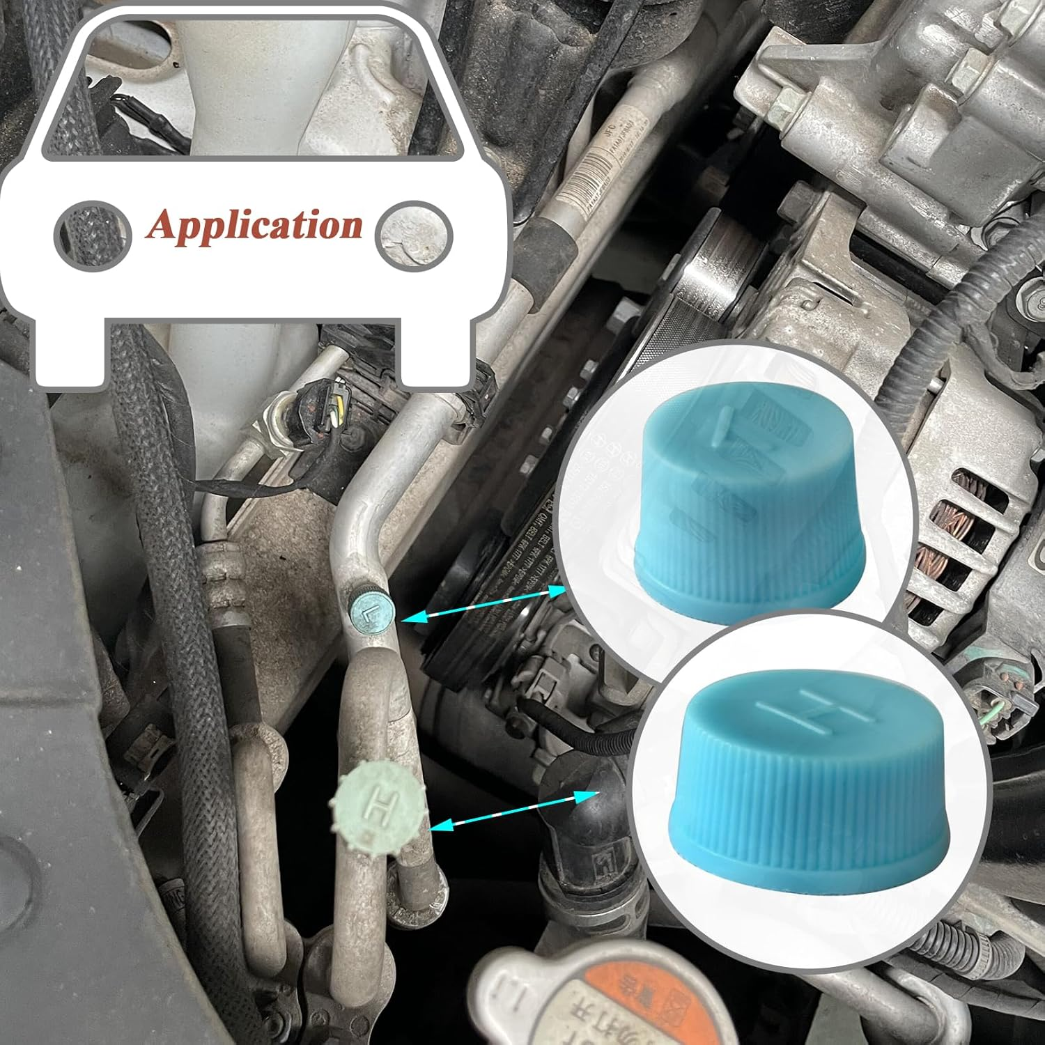 Air Conditioning Valve Cap, Blue High and Low Pressure Caps Auto AC A/C System Valve Core Dust Covers Set for Air Conditioning Service AC System Charging Port Caps image number 6