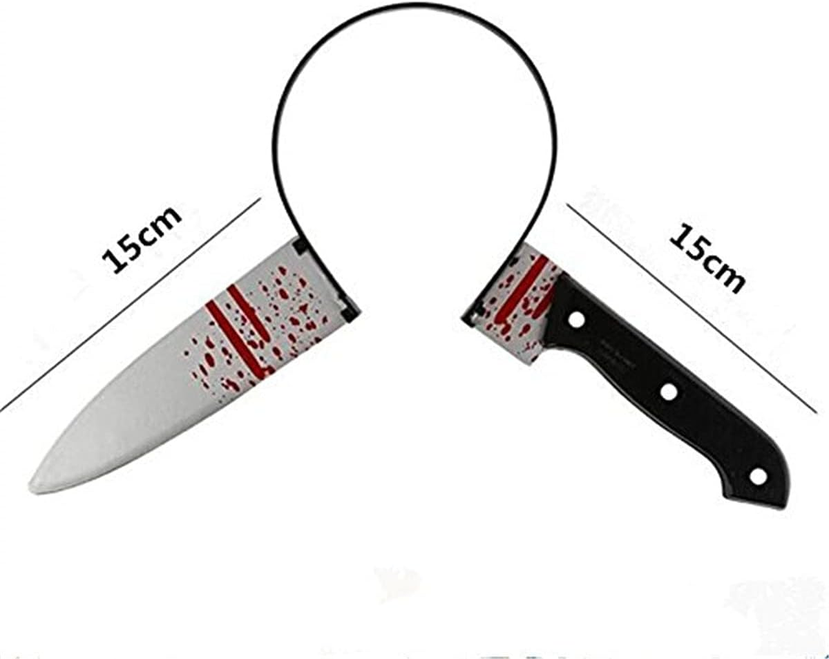 Sweenaly Knife Headband Bloody Cleaver Headband Bloody Horror Props Fanny Accessory Halloween Cosplay（Fruit Knife） image number 1