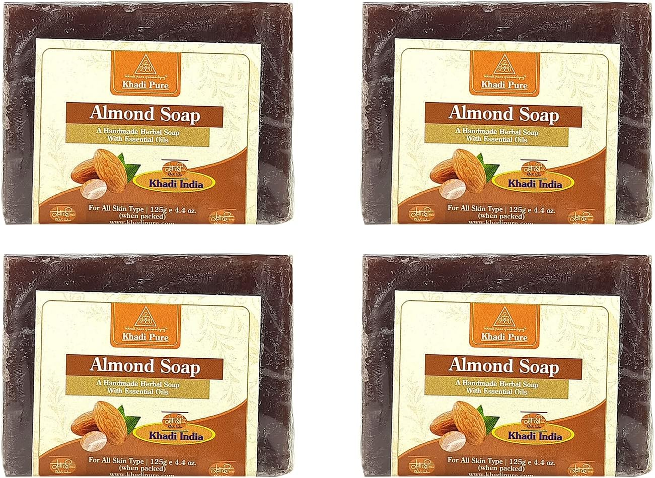 Khadi Pure Almond Soap, 125 G (Pack of 4) image number 4