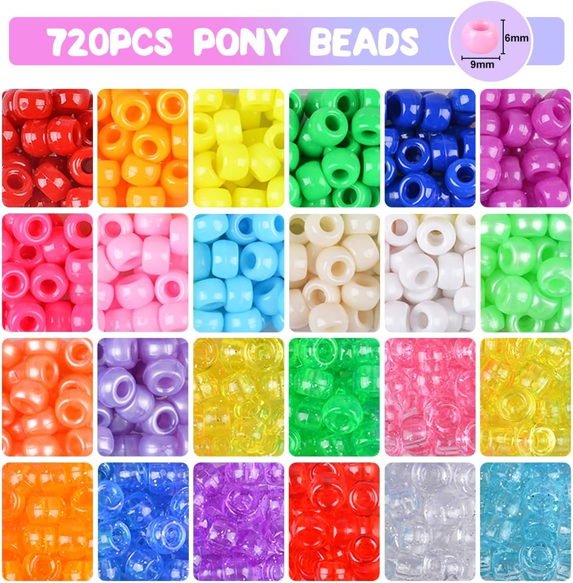 ANSHINE 1740 Pcs Jewelry Making Kit - Pony, Alphabet Letter, Polymer, Smile Heart Number Star Beads for Bracelet Making - Girls and Adults image number 6