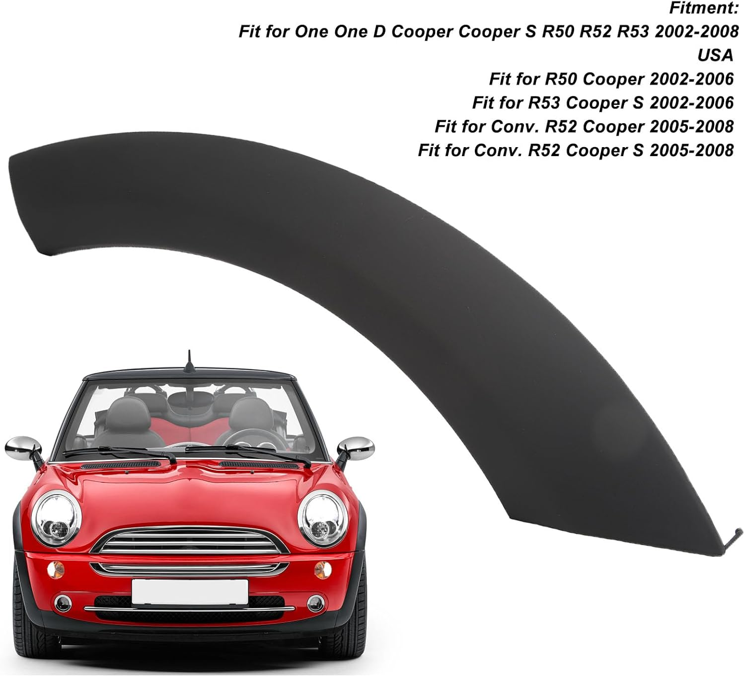 Wheel Eyebrow, Front Wheel Right Side & Left Side Lower Upper, Arch Cover Trim Wheel Arch Trim Mudguard Strips, anti Collision Car Accessories for Cooper R50 R53 R52 image number 2
