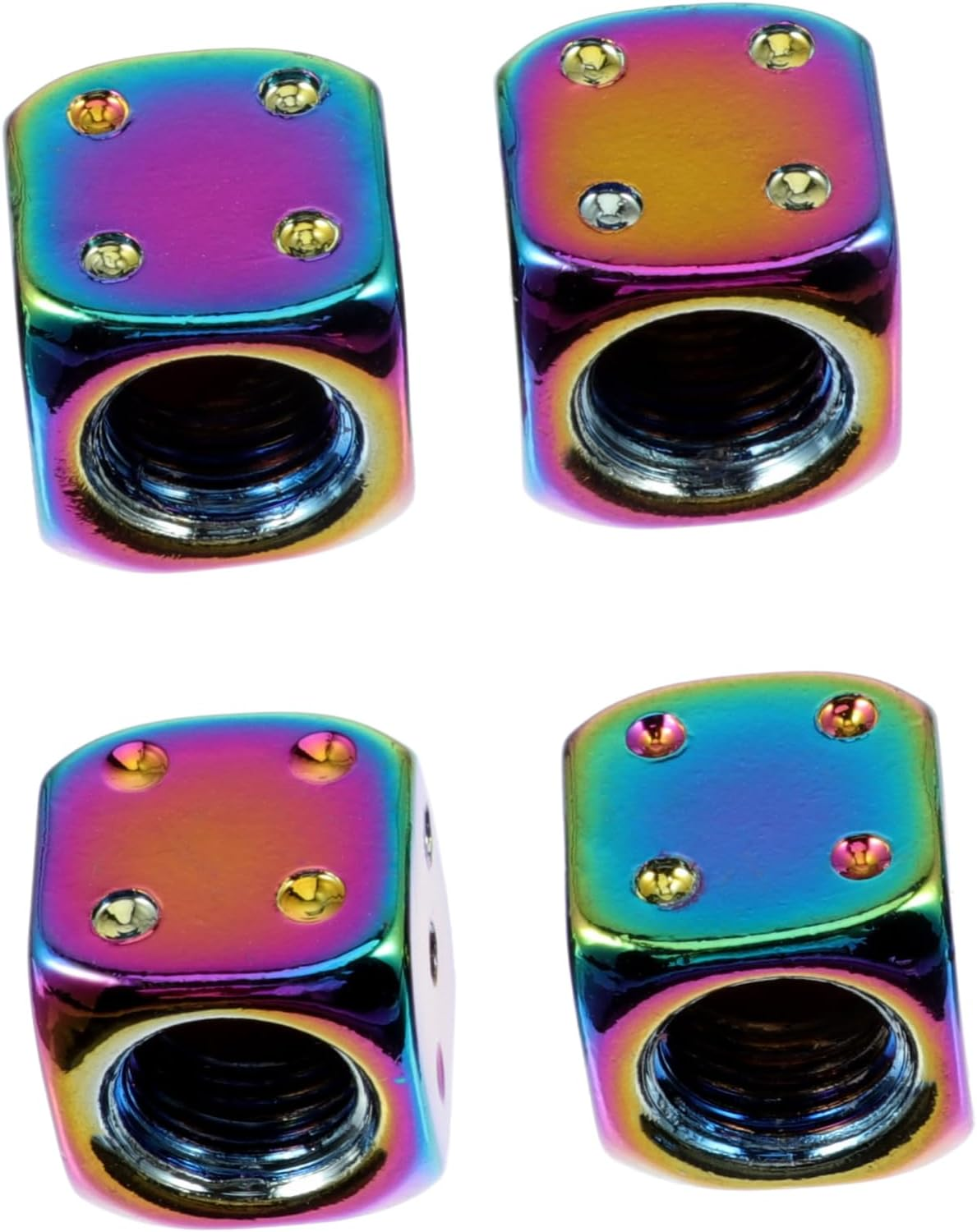 Creative Colorful Dice Tire Valve Stem Caps 4Pcs Set Universal Aluminum Alloy Covers for Car Wheels Automotive Alloy Tyre Accessories