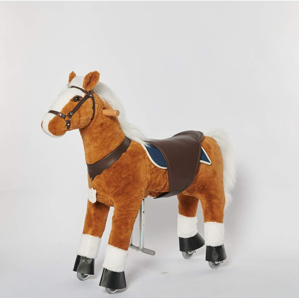 UFREE Horse, Action Pony, Ride on Toy, Small Moving Rocking Horse, Giddyup, Go Go, Pony 29" Unique Age 3-6 Years(Mane&Tail Color: White) image number 2