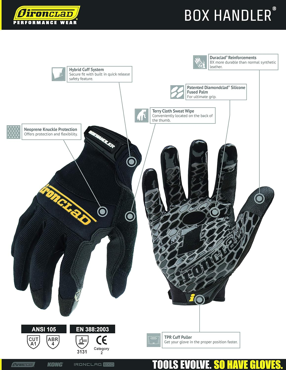 Ironclad Box Handler Gloves, Medium, Black image number 4