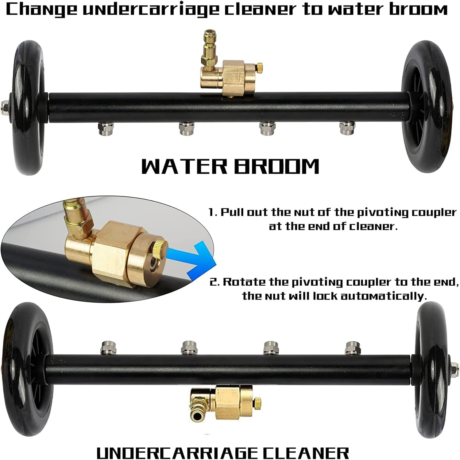 Yotsuba 16" Hydraulic Undercarriage Cleaner, 4000 PSI Pressure Washer Attachment, with Extension Wands & 90&deg; Curved Wand, for Truck, SUV, RV, Trailer, Car Underbody Wash image number 3