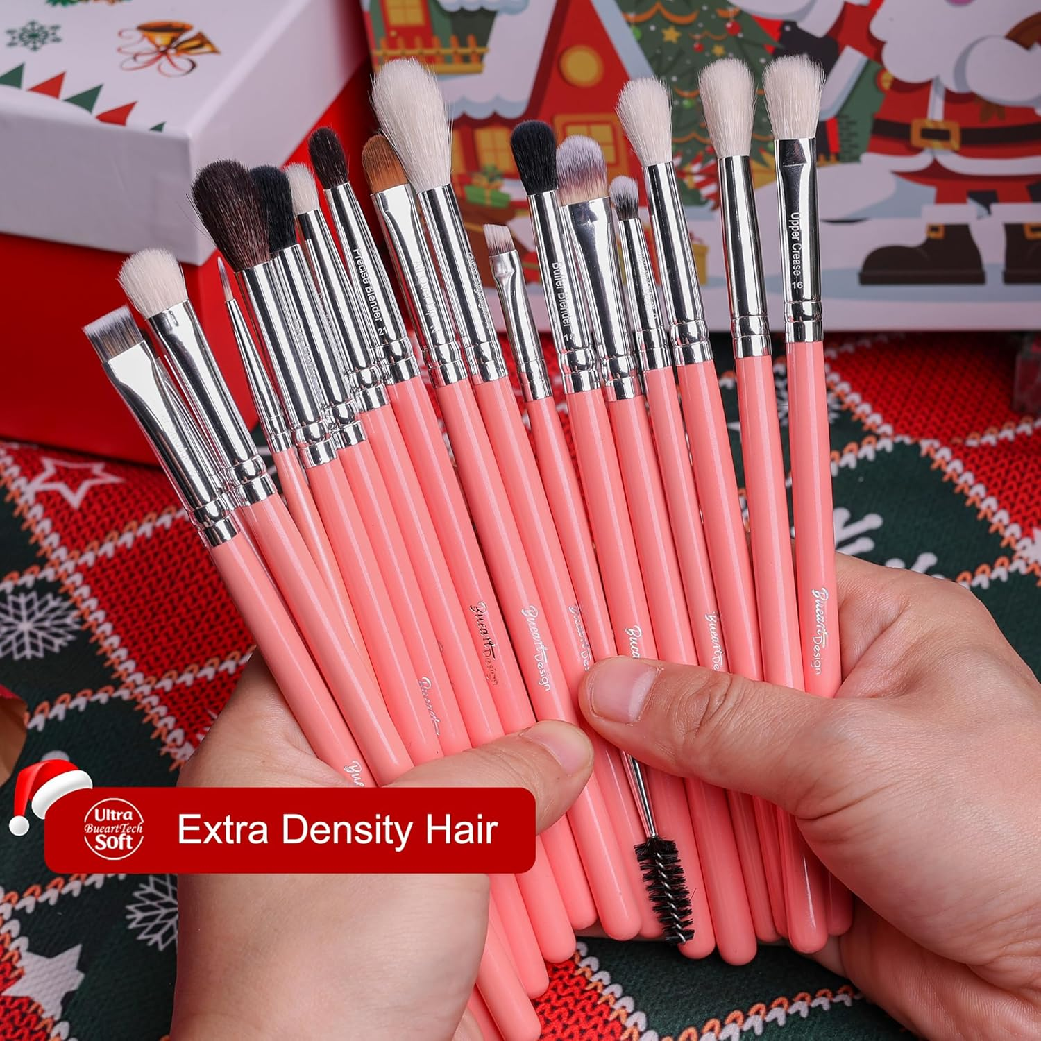 Bueart Design Makeup Brushes Set with Real Natural Goat Hair Professional Labeled Foundation Face Blending Blush Concealers Eyeshadow Brush Set (26Pcs Pearl Pink) image number 6