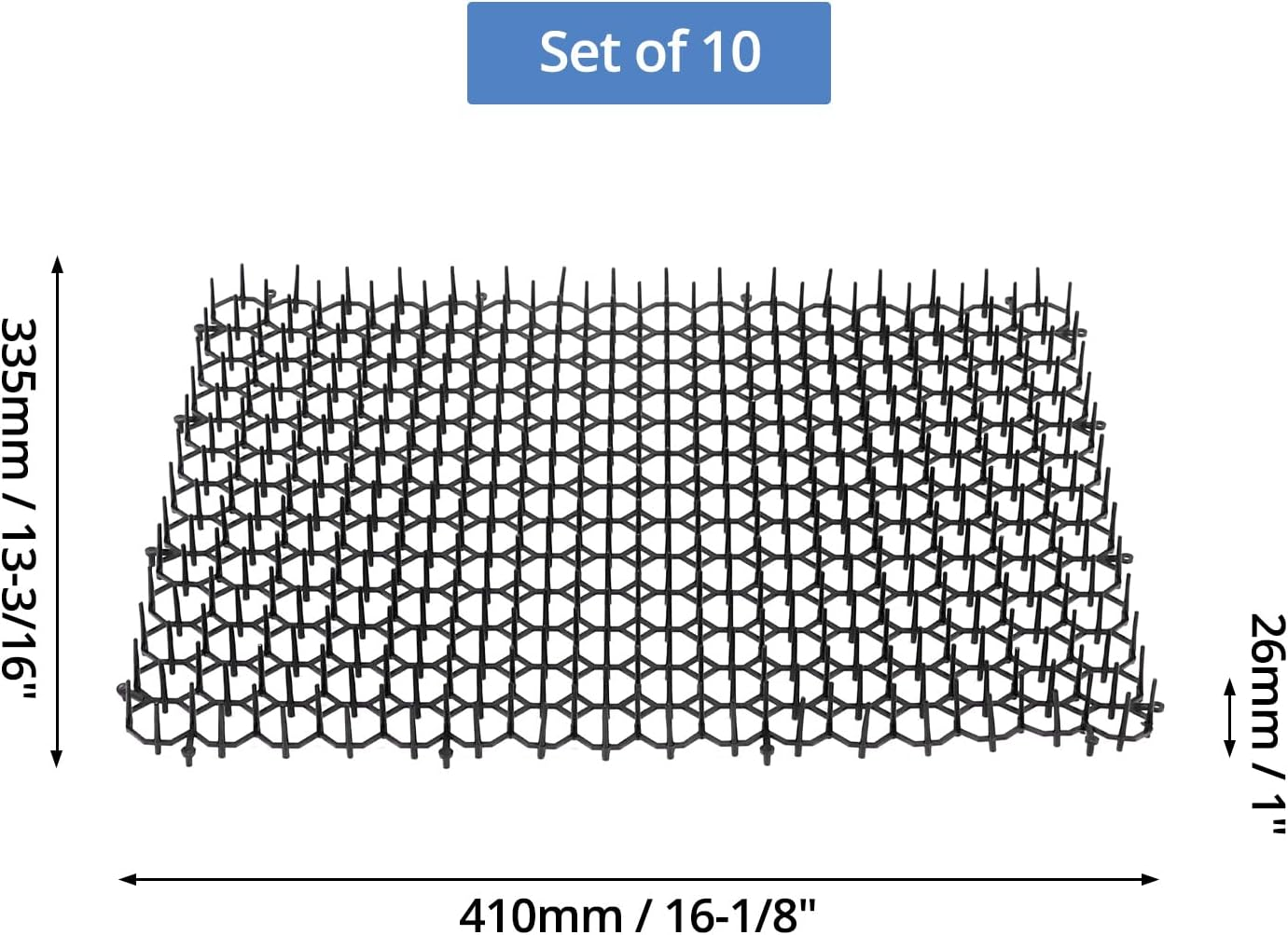 QWORK&reg; 10 Pack Cat Scat Mat Cat Spikes to Prevent Animals from Entering the Garden and Destroying Plants (34X41Cm I 14"X16") image number 5