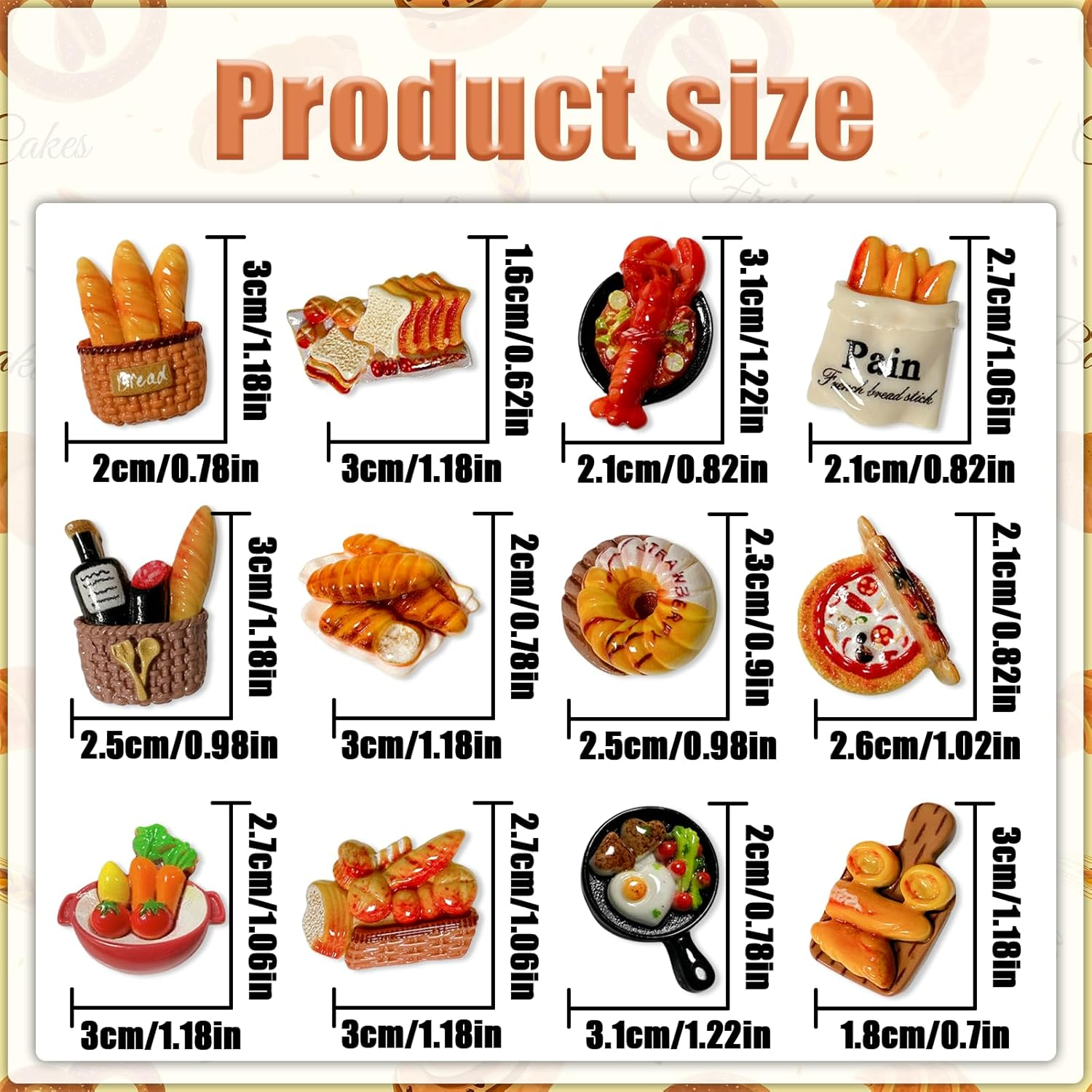 WELANE Food Fridge Magnets, 12 PCS Cute Magnetic Decorations for Refrigerator, Whiteboard, Blackboard, Home Decor (Assorted Styles) image number 6