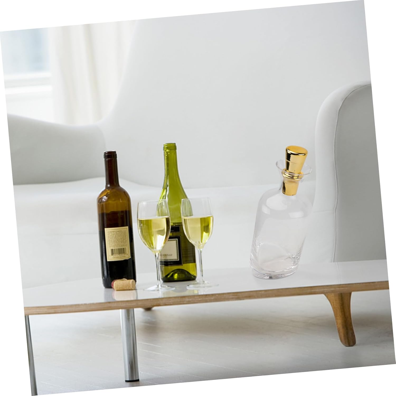 TOPPERFUN 1Pc Creative Inclined Transparent Wine Decanter Premium Glass Wine Container Stylish Modern Design for Home Decor Elegant Dining Experience image number 1