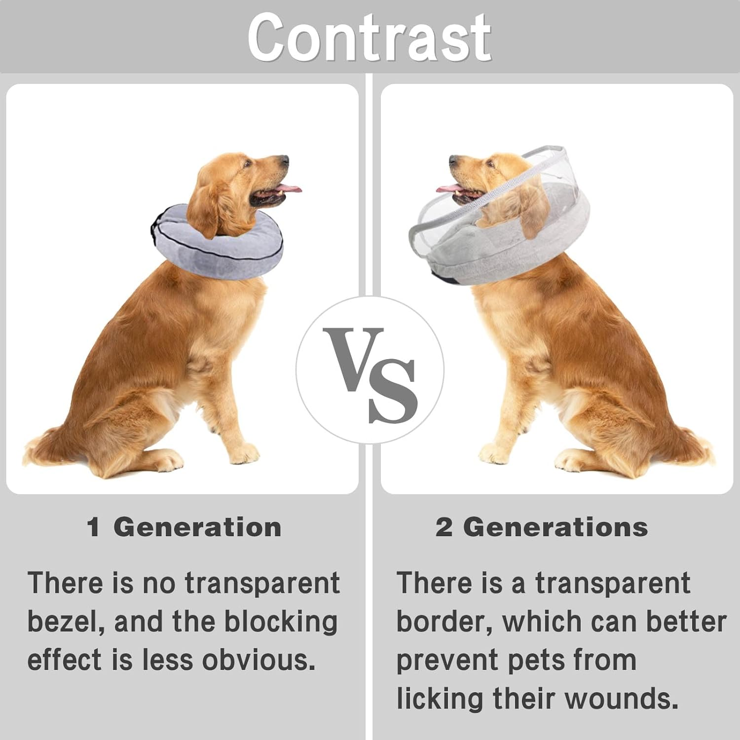 Winmany Inflatable Collar for Dogs Cats Protective Cone Recovery Neck Collar after Surgery Neutering Adjustable Pet Donut Collar with Baffle Prevent from Biting and Scratching (M, Blue) image number 2