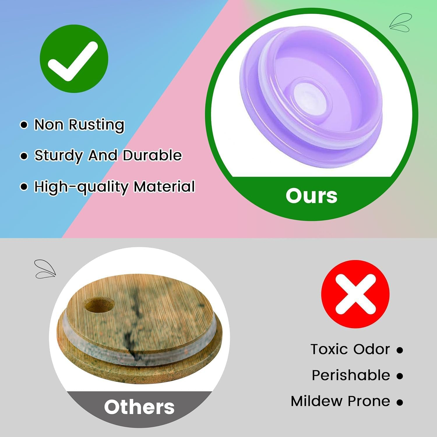 BEANPRECOY 8PCS Plastic 16Oz/20Oz Glass Can Lids Reusable Silicone Jar Cap Plastic Beer Can Cups with Lids Replacement Lids for Can Shaped Glass Coffee Cups for 16Oz Glass Cups with Lids and Straws image number 4