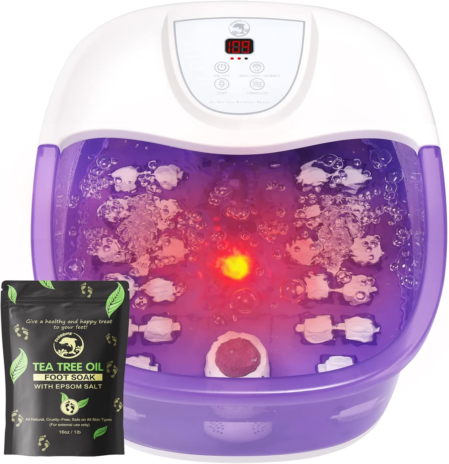 Foot Spa Bath Massager with Heat [2025 Upgraded], Jets, Vibration, Adjustable Temp, Bubbles, Epsom Salt, Foot Soaking Tub with 22 Shiatsu Massage Rollers, Pedicure Foot Spa for Relaxation, Black