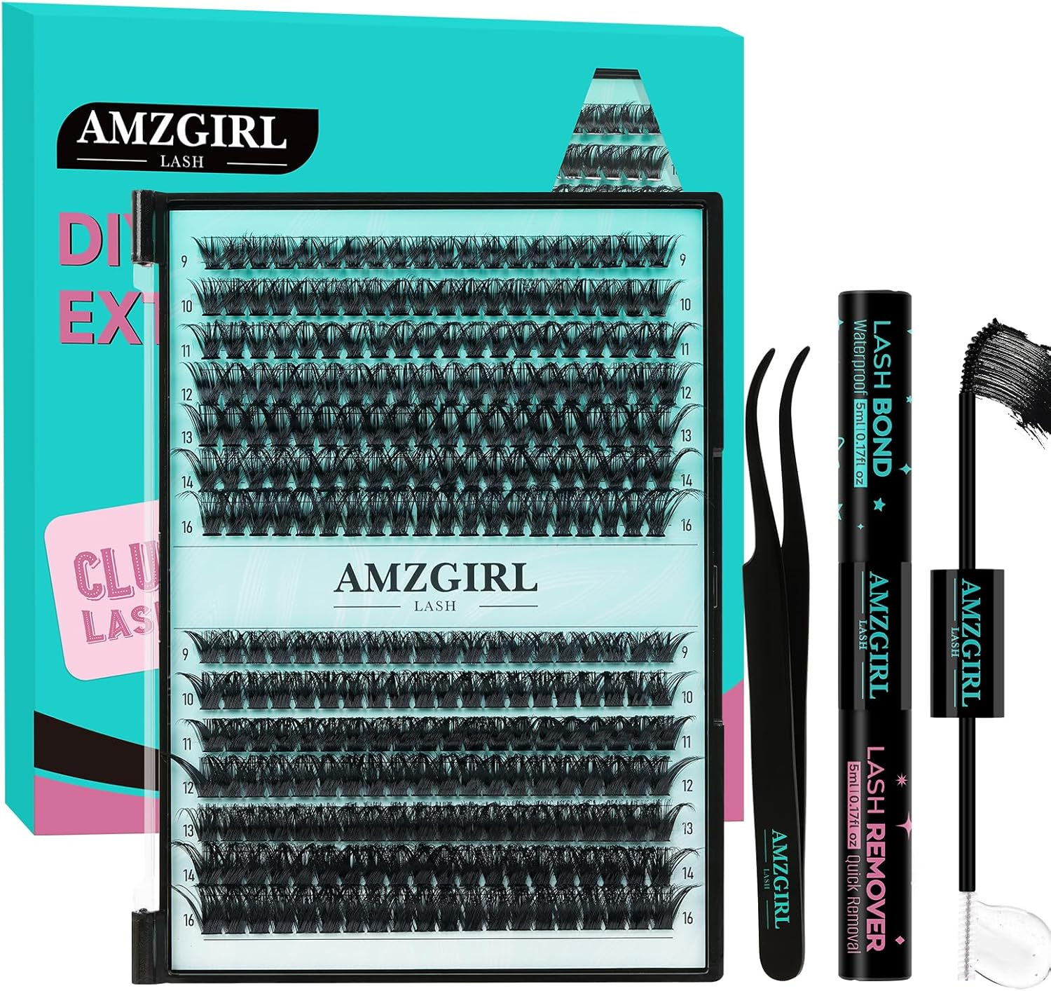 Lash Extension Kit 280PCS Eyelash Clusters 90D DIY Eyelash Extension Kit Individual Lashes Natural Lash Clusters Kit with Eyelash Bond & Remover and Tweezers(D-Mix9-16Mm Kit) image number 6
