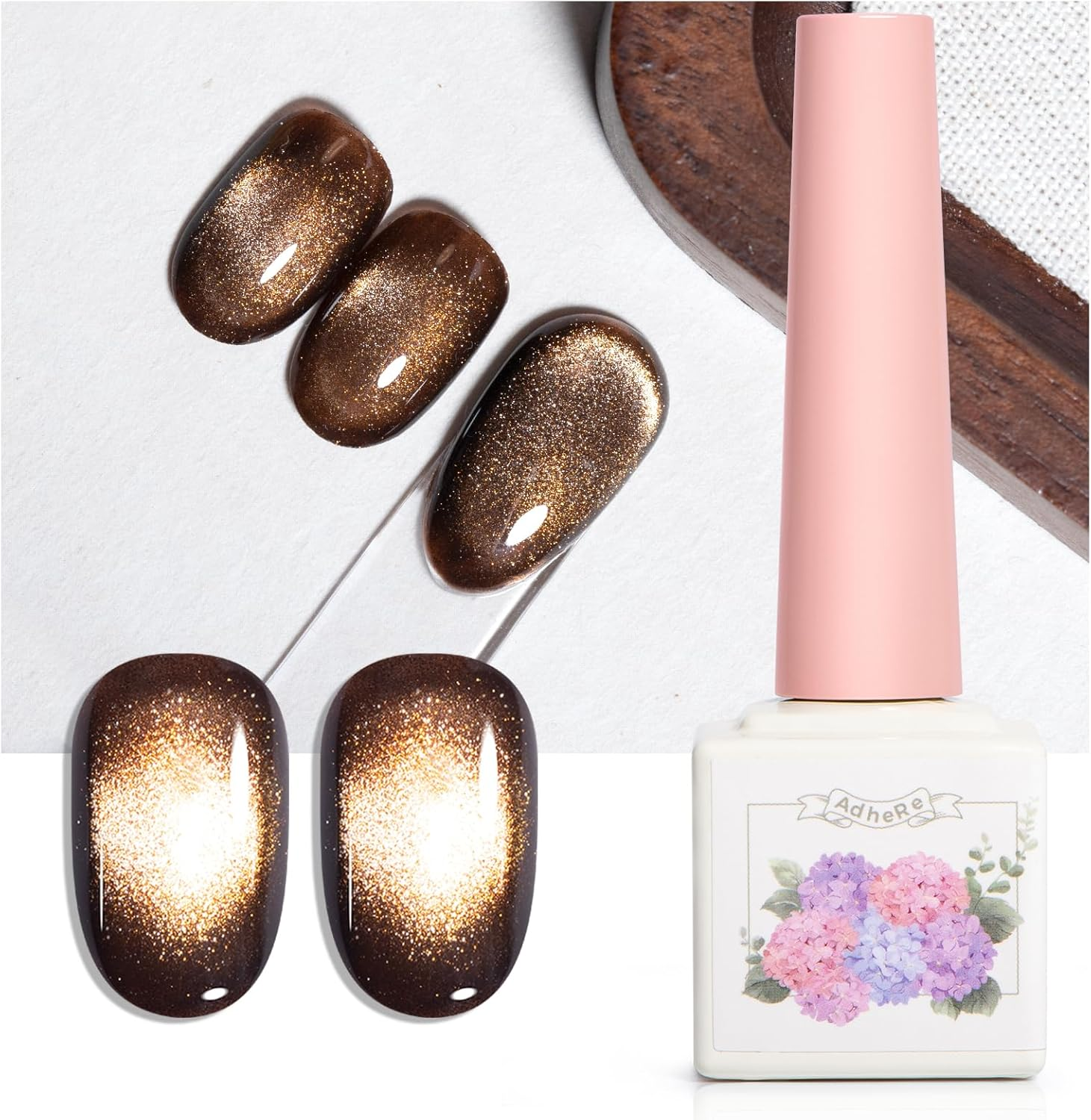 ADHERE Medieval Collection - 12Ml Dark Blue Cat Eye Gel Nail Polish 1Pc Holographic Magnetic Gel Polish, Soak Off, for Manicure Salon DIY at Home (Moon Phase)