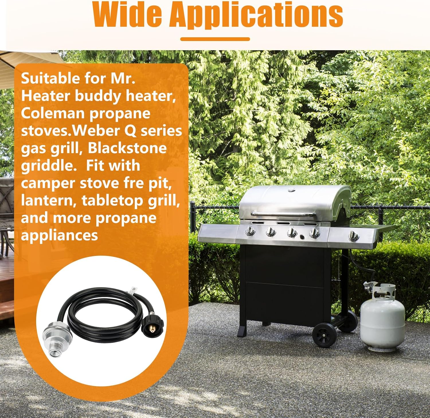 12Ft Propane Fuel Filter with Hose, Compatible with Mr. Heater Big Buddy, CSA Certified, Qcc1/Type1 Adapter, Connect 20-45 Lb Propane Tanks image number 5