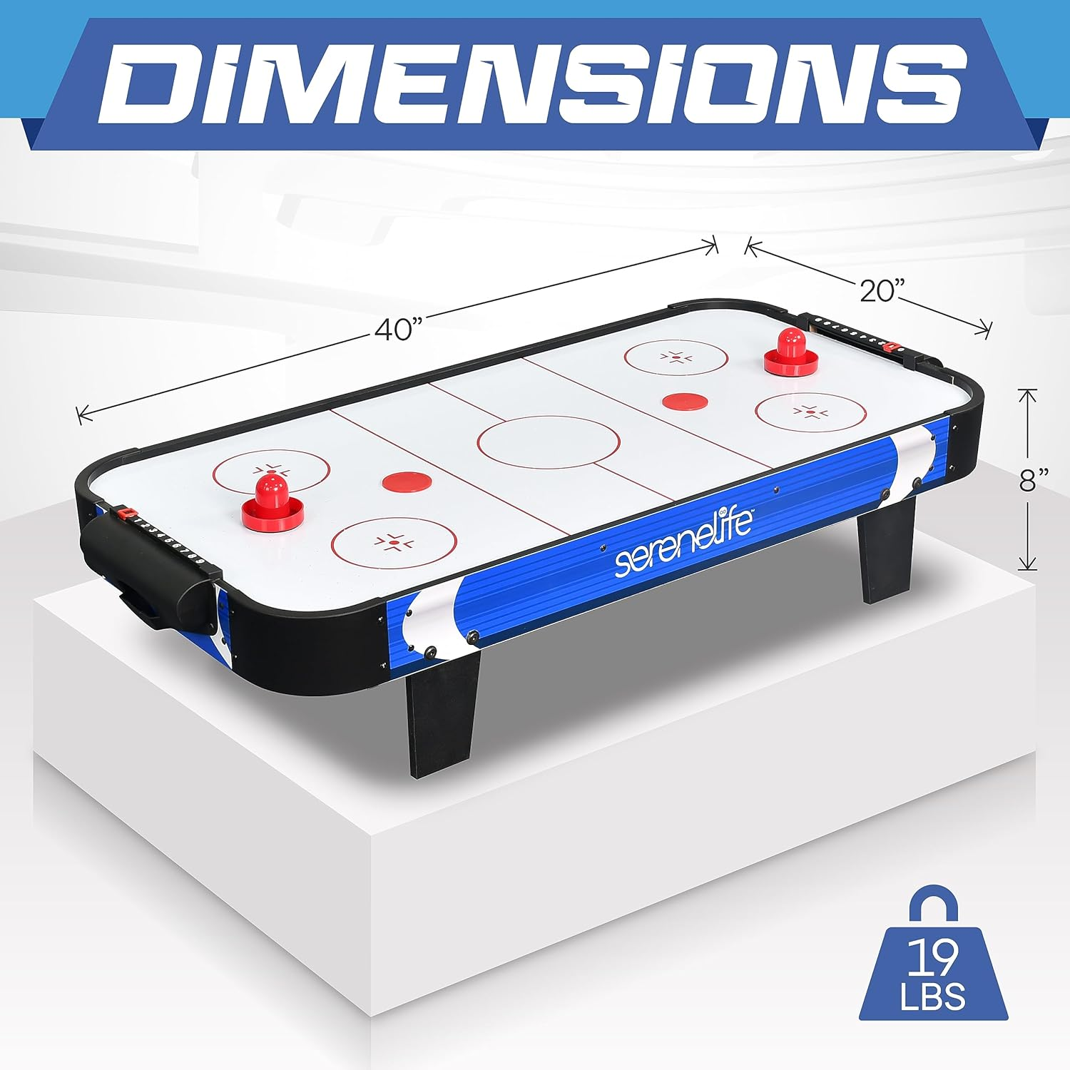 Serenelife Air Hockey Game Table 4.10Ft with Strong Motor, Digital LED Scoreboard, Puck Dispenser & Complete Accessories image number 3