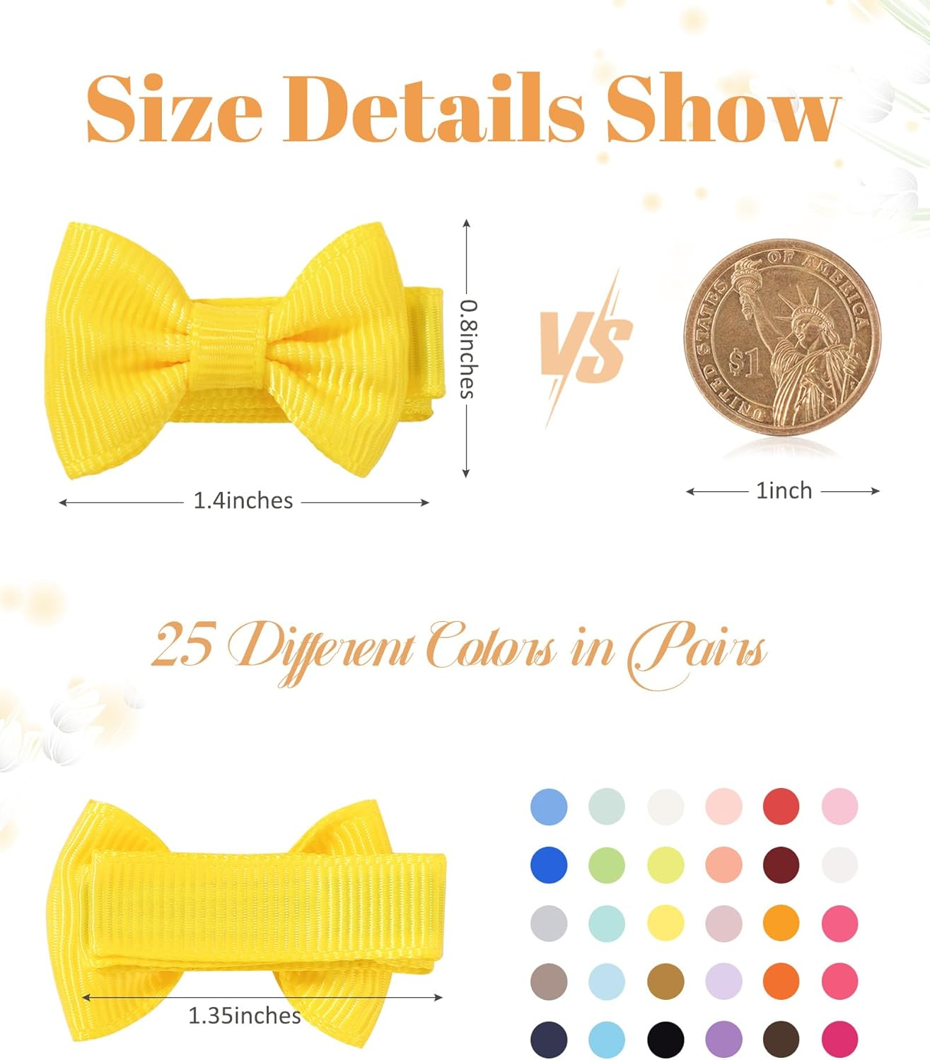 Pack of 50 1.4 Inch Baby Hair Clips Fully Lined Grosgrain Boutique Solid Band Mini Straps for Girls Teenagers Infants Children Toddlers Newborns image number 2