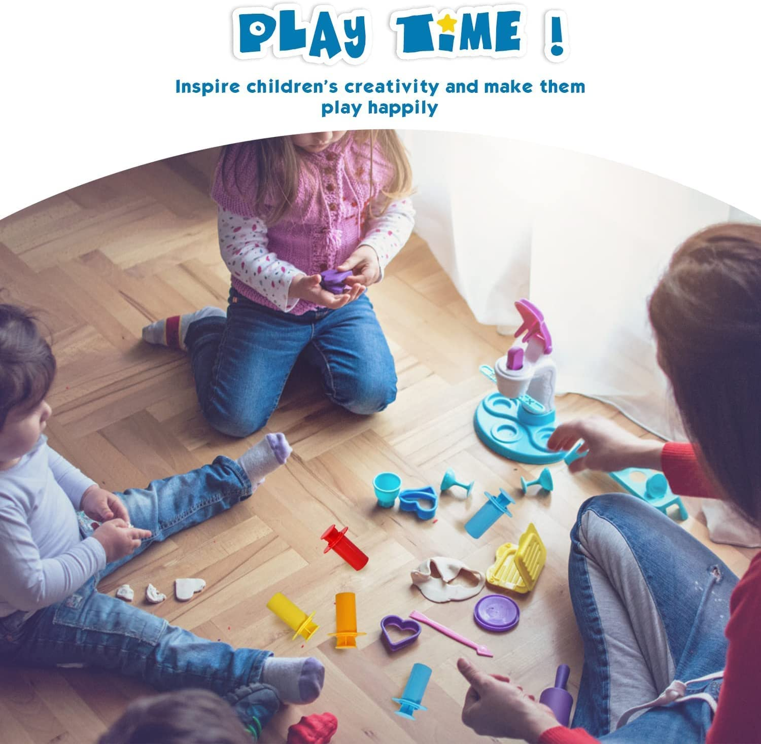 Smart Dough Extruders,5 Colorful Assorted Designs Dough Extruders,Smart Dough Tools Sets for Kids image number 4