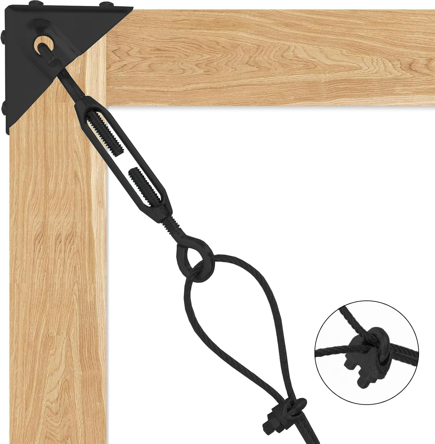 Supporting Alloy Steel Anti-Sag Gate Cable Kits for for Outdoor Wooden Fence Gate Door Support, Diameter 5Mm, Length 2.5M(8.2 Feet) (4, Black) - 4, Black image number 3