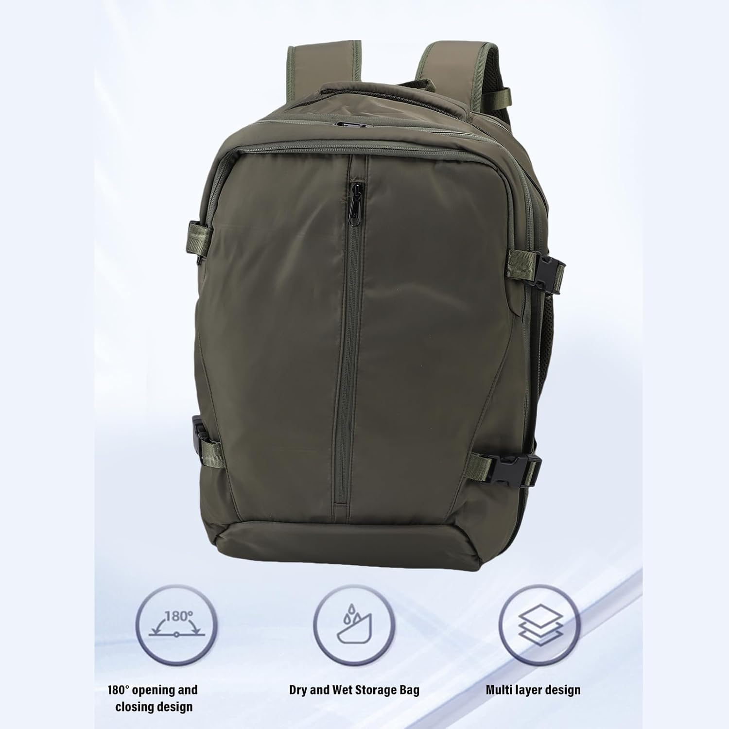 Xiuganpo Carry on Backpack 36 to 55L, Water Proof Backpack with Expandable Air Compression Vacuum System, Travel Friendly Backpack Includes a anti Theft Zipper & a Lock for Security