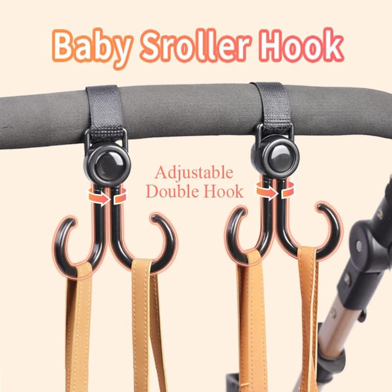Stroller Hooks for Hanging, 2 PCS Stroller Carabiner Clip, Universal Stroller Clips for Diaper Bag