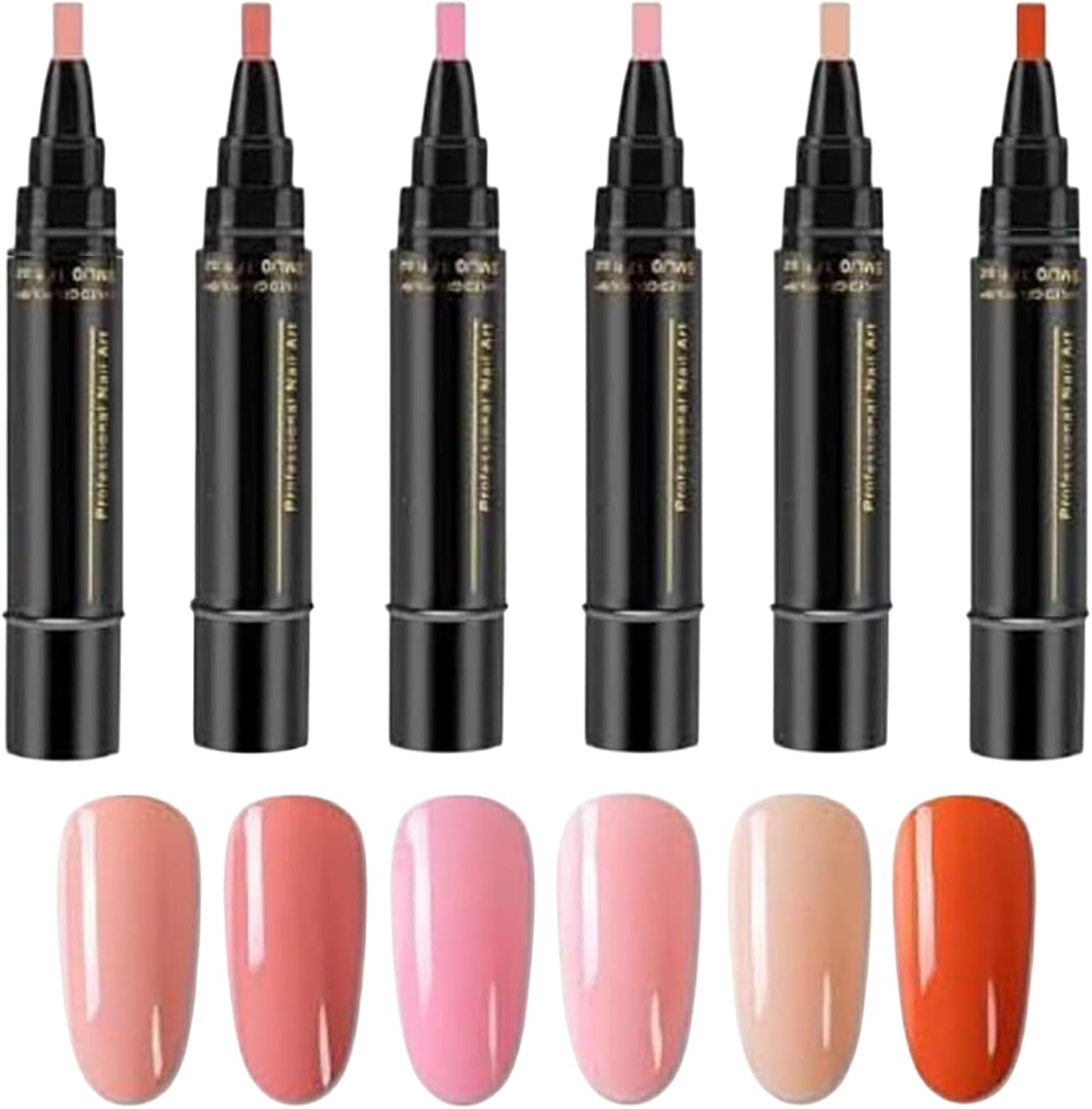 6 Colours Polishey Nail Polish Pens, Quick-Drying Uv-Free Gel Polish Set, Polish Crafts Pens for Manicure at Home and for 8 Ml