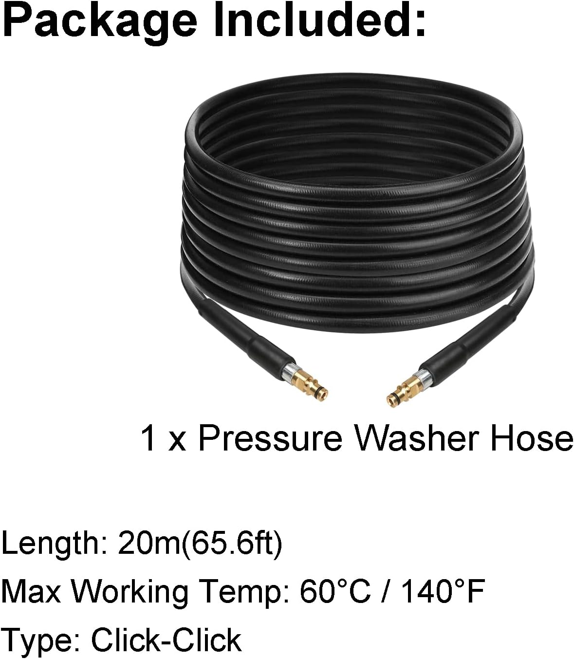 Acbbmns 20M(65.6Ft) High Pressure Extension Hose Pipe Compatible for Karcher K Series K2 K3 K4 K5 K7 High Pressure Washer Replacement Hose image number 3
