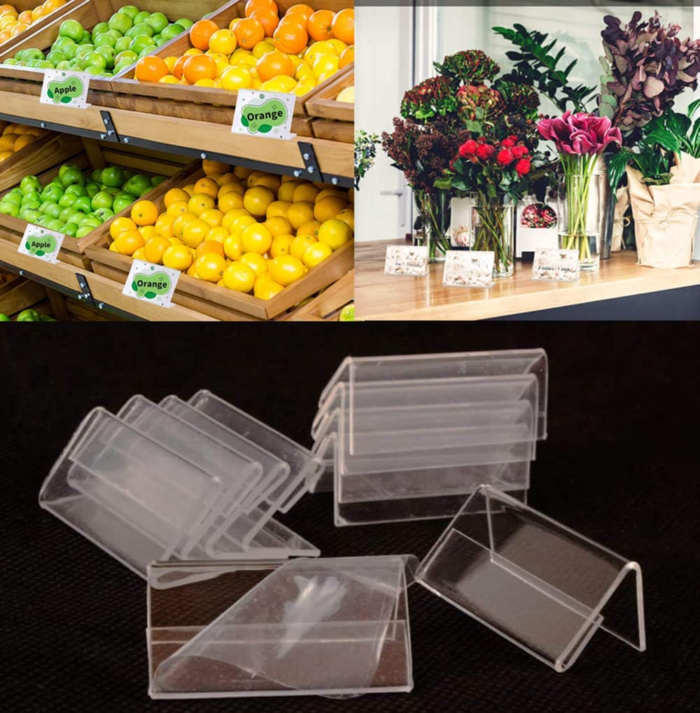 20 PCS Mini Sign Display Holder L Shape Sign Holders Acrylic Clear Sign Stand Card Holder for Price Card Tag Name Label Display(9 X 6 Cm) image number 1