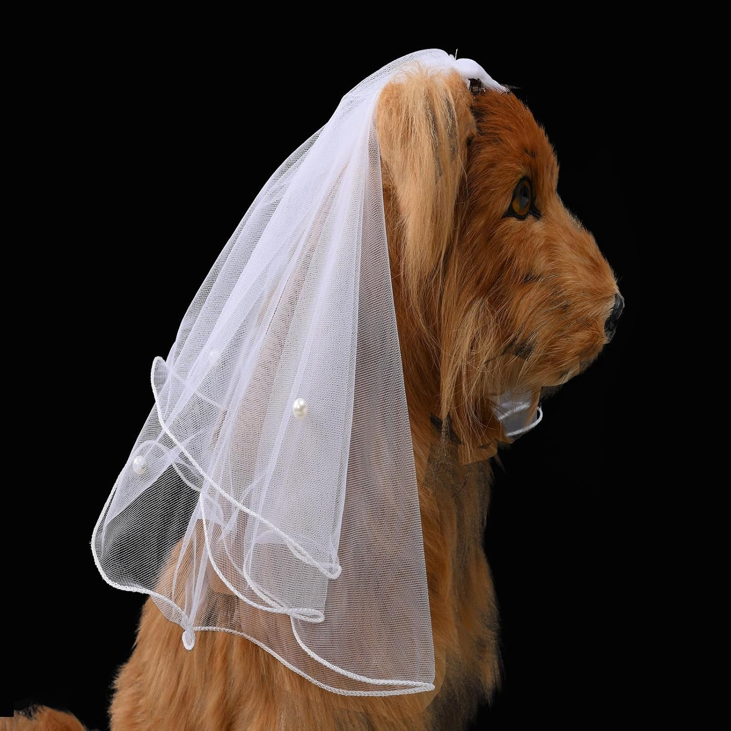 Big Bow Hair Clips for Dog, Wedding Veil with Pearl Bridal Dog Headdress for Valentine'S Day Wedding Party Costum
