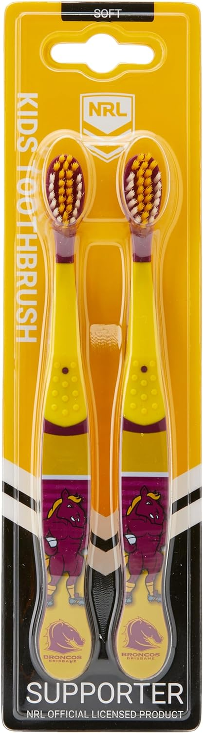 NRL Kids Broncos Mascot Toothbrush (Pack of 2) image number 1