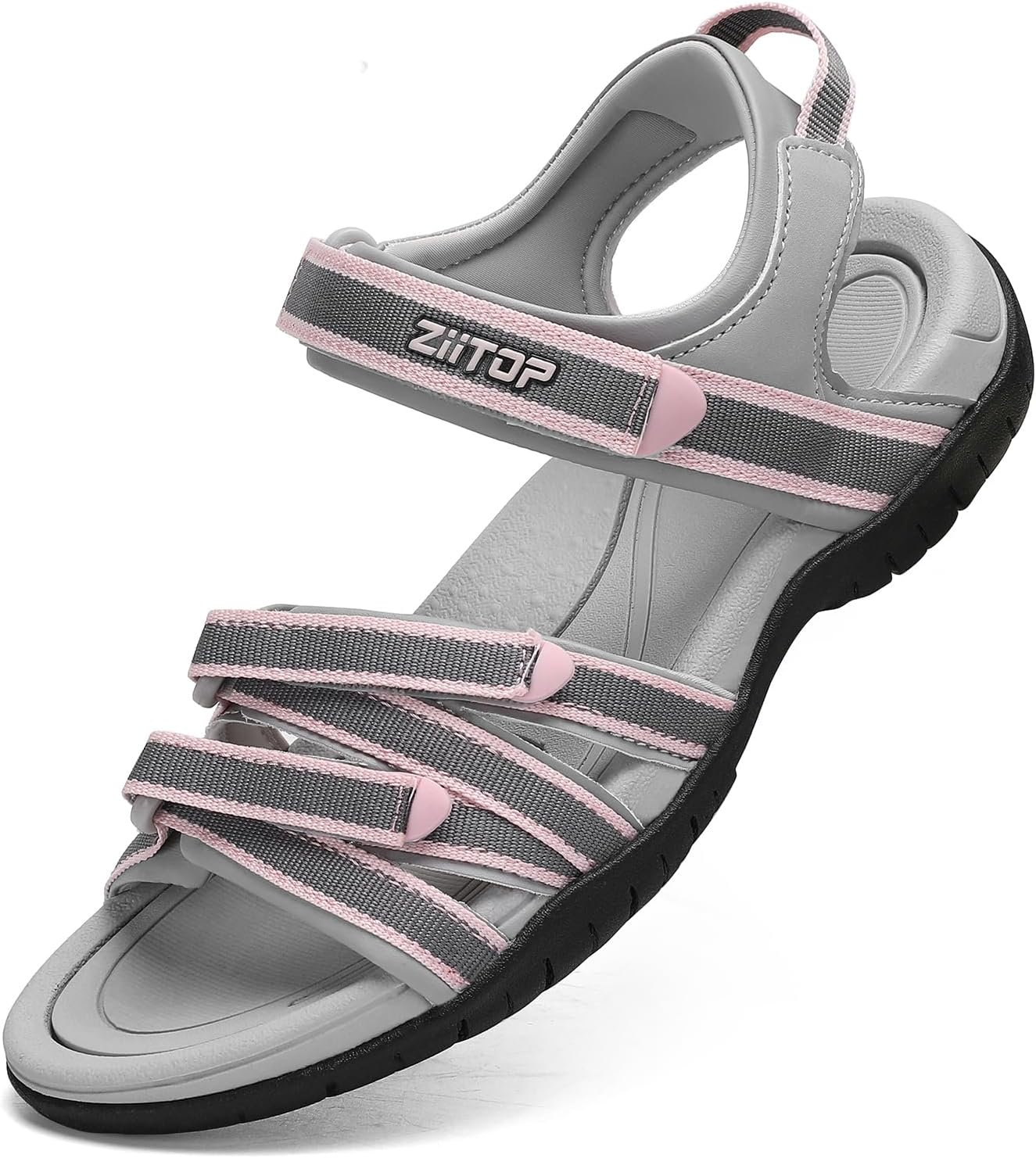 Womens Open Toe Hiking Sandal Women Slip on Sport Walking Sandal Straps with Arch Support Beach Vacation Casual Camping