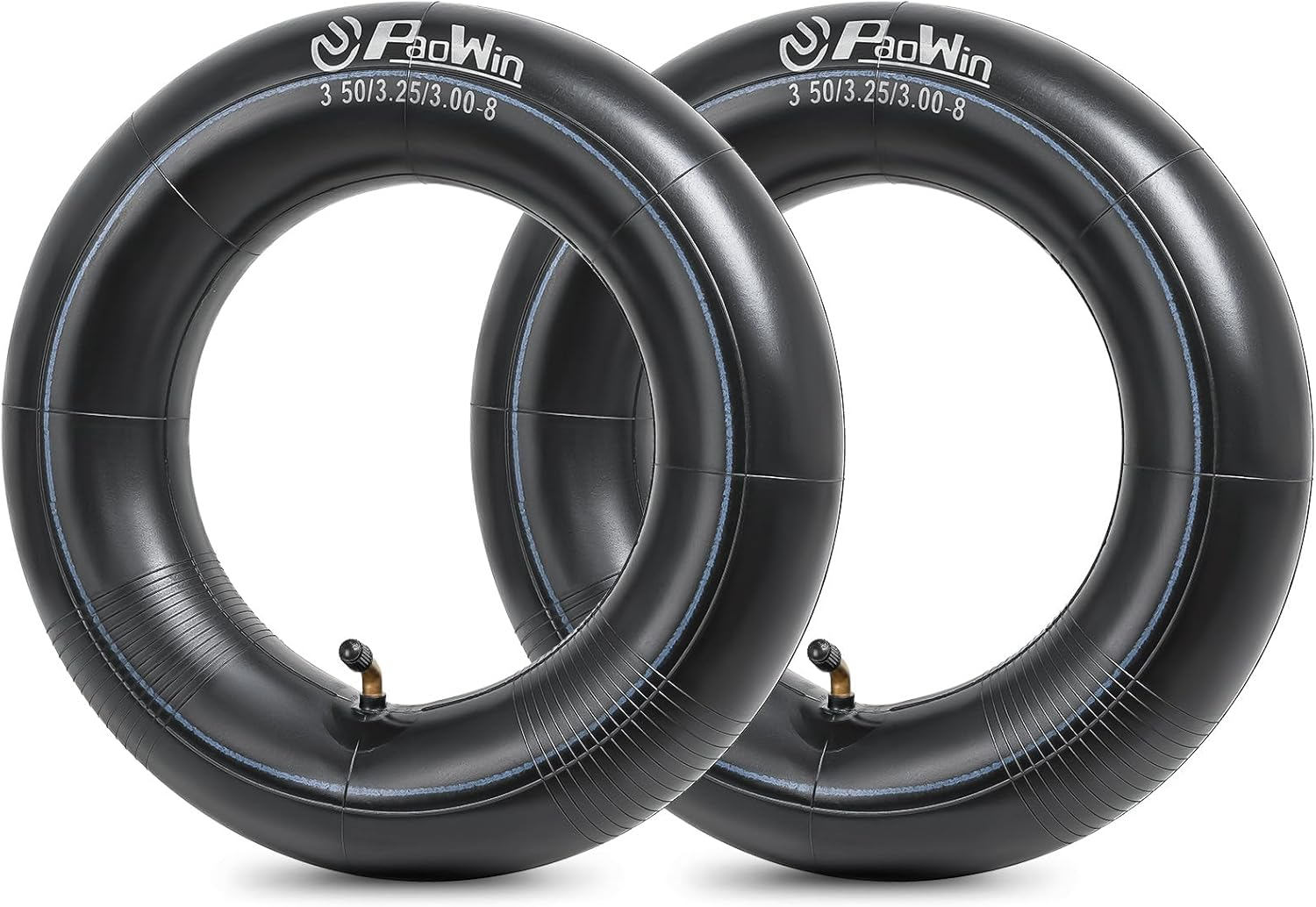 Paowin 2 Pcs 3.50-8 Tube,3.00-8 Tube,Tr87 Bend Valve,3.50/3.00-8 Wheelbarrows Inner Tubes,Compatible with 3.50-8 3.00-8 Hand Truck/Lawn Mower/Garden Trolley Tire,Pt-030 image number 1