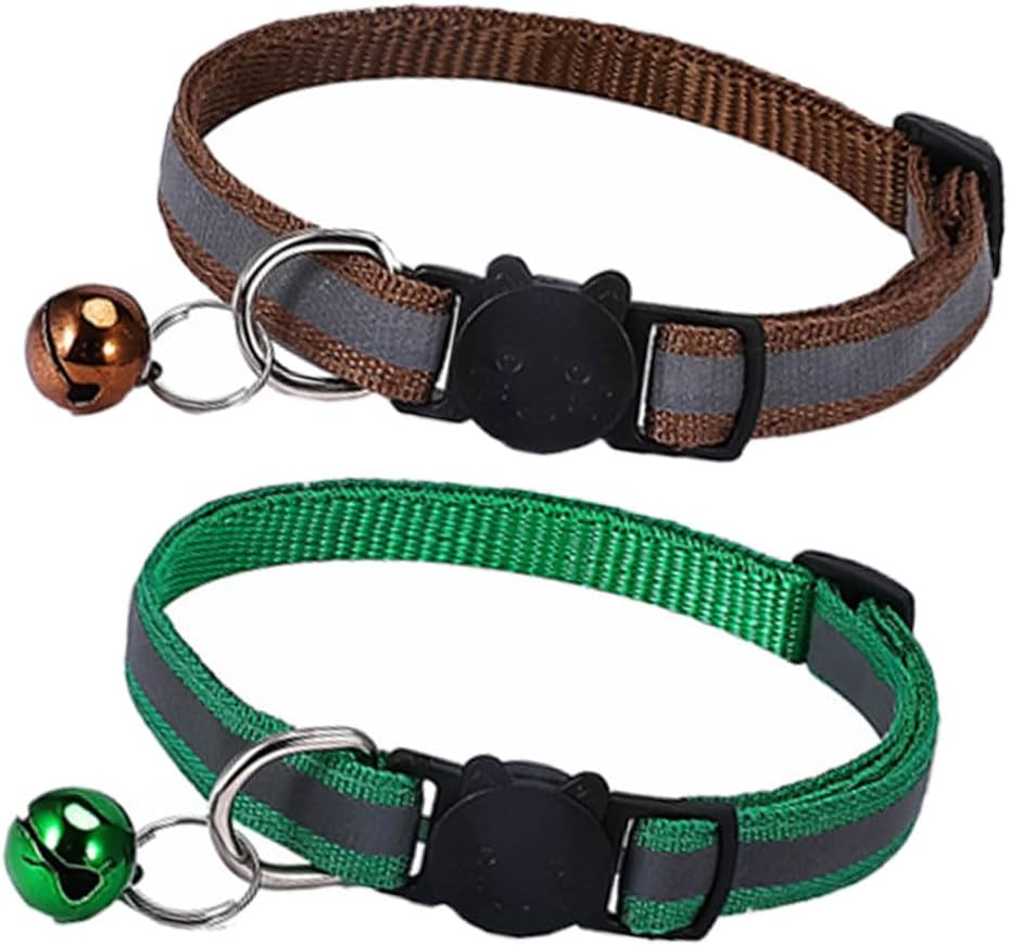 12 Pcs Breakaway Cat Collar with Reflective Nylon Strip and Bell, Quick Release Cat Collar Colorful Kitten Collars Safety Buckle with Bell, Ideal for Girl Cats Male Cats Kittens Puppies(Multi-Colour) image number 2