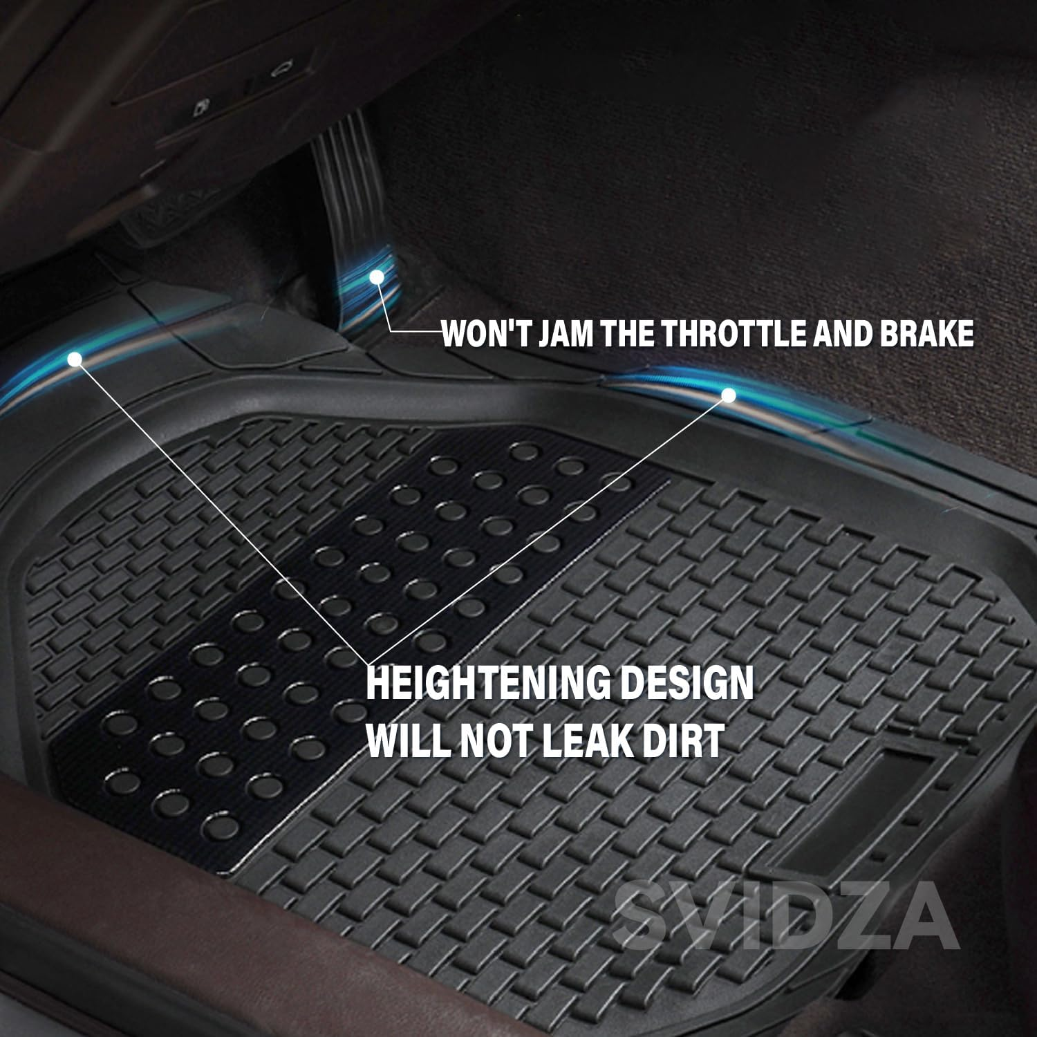 Car Floor Mats, Adjustable Size Automotive Foot Pads, All-Round Protection, Universal Floor Mats for Cars, Trucks, and Suvs - Black image number 4