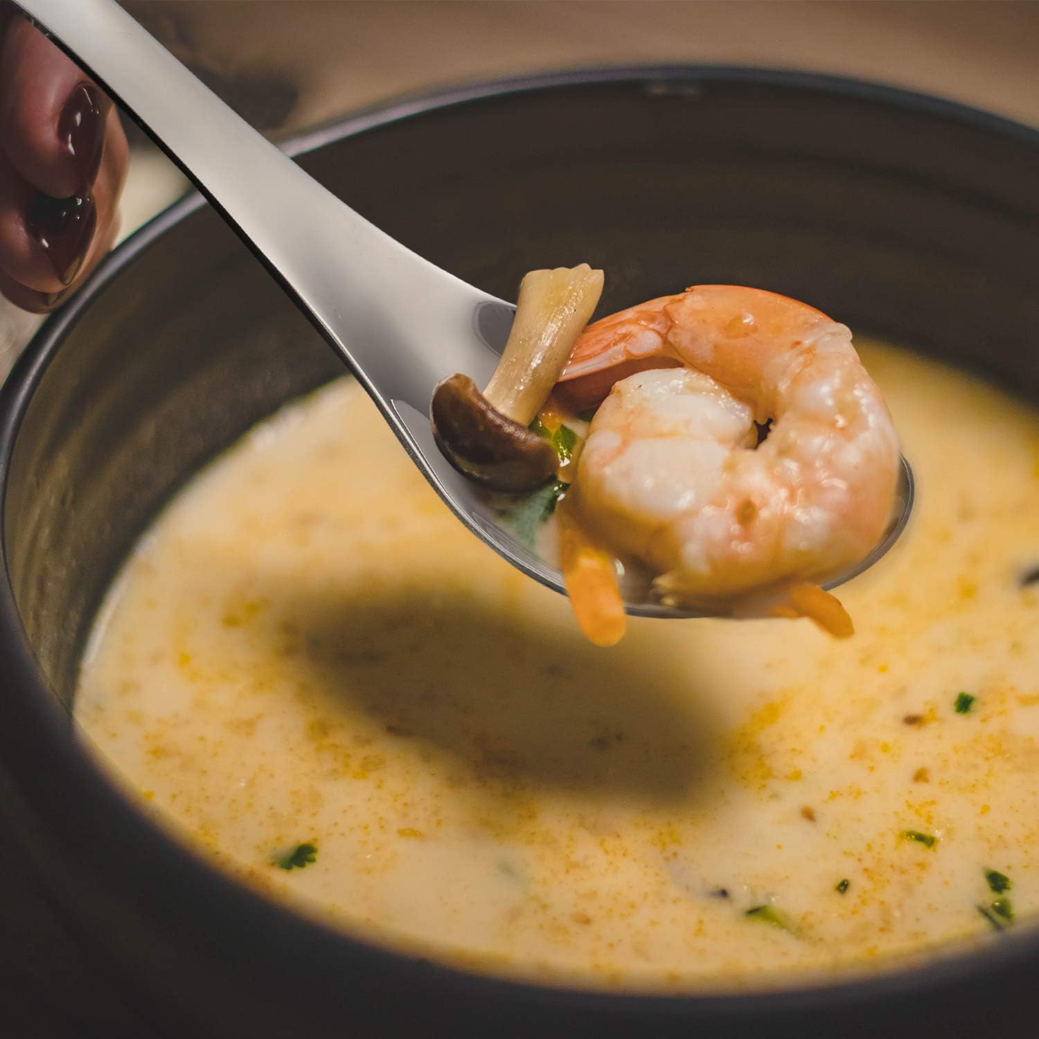 HIWARE Thick Heavy-Weight Soup Spoons, Set of 6, Stainless Steel image number 2