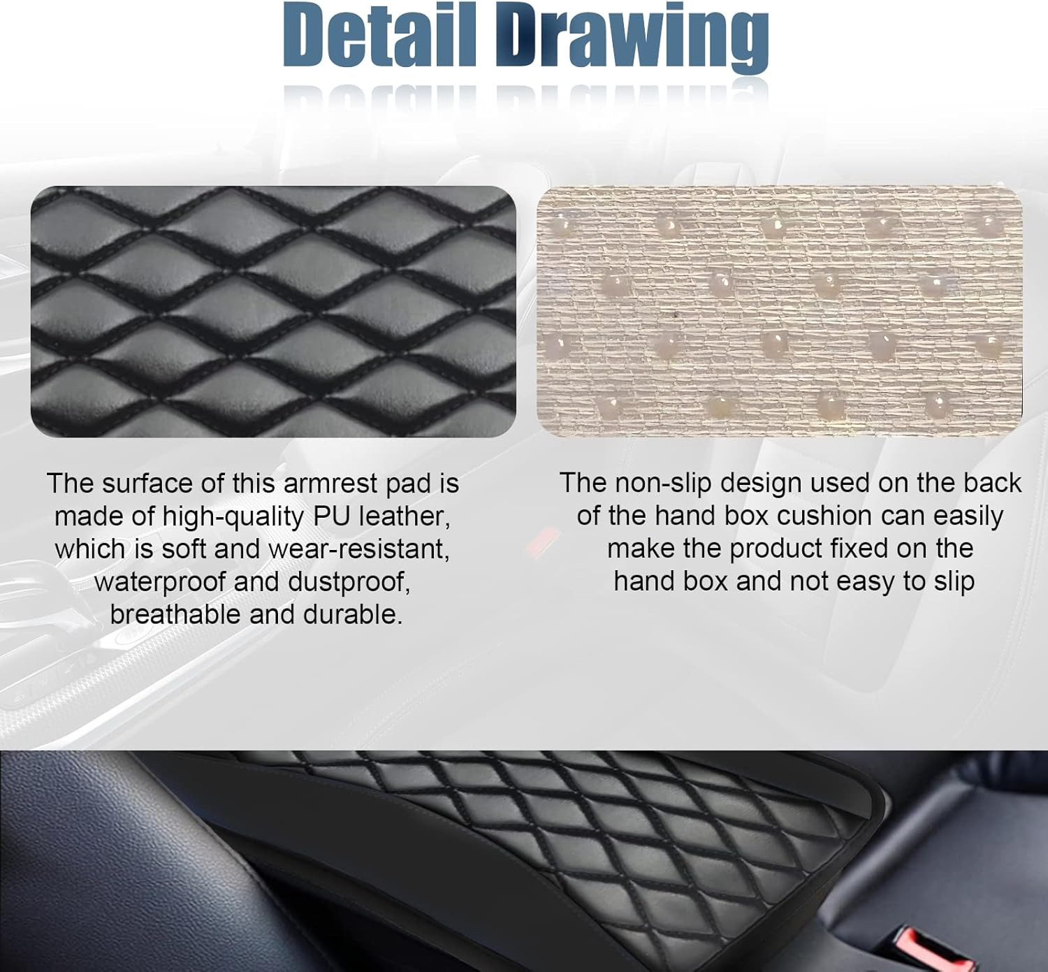 Car Center Console Cover, Universal Leather Waterproof Armrest Seat Box Cover Protector, Comfortable Car Decor Accessories Fit for Most Cars, Vehicles, Suvs-Black - Gem Green image number 6