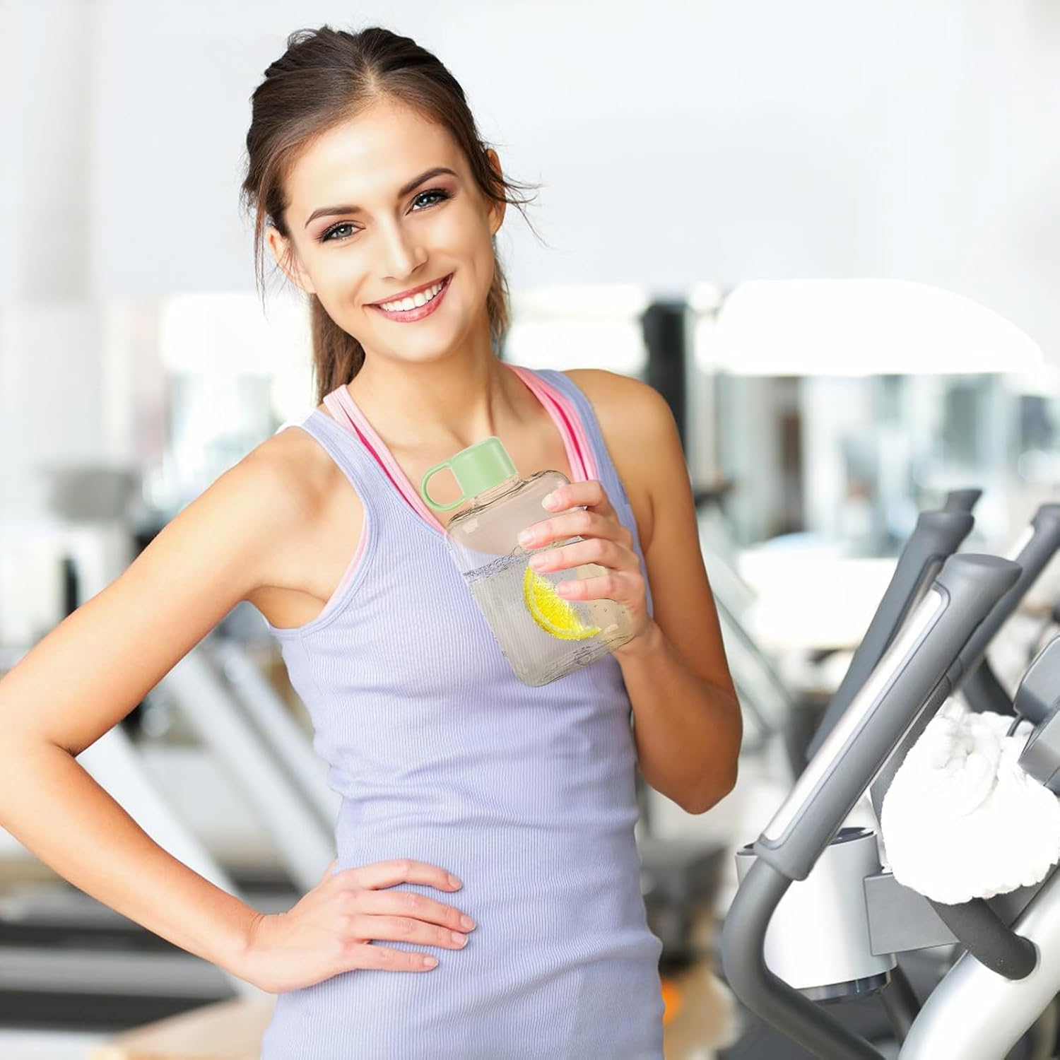 1Pc 360Ml Flat Portable Purse Square Water Cup, Slim Square Pocket Bottle, Portable Flat Slim Drinking Bottle, Green