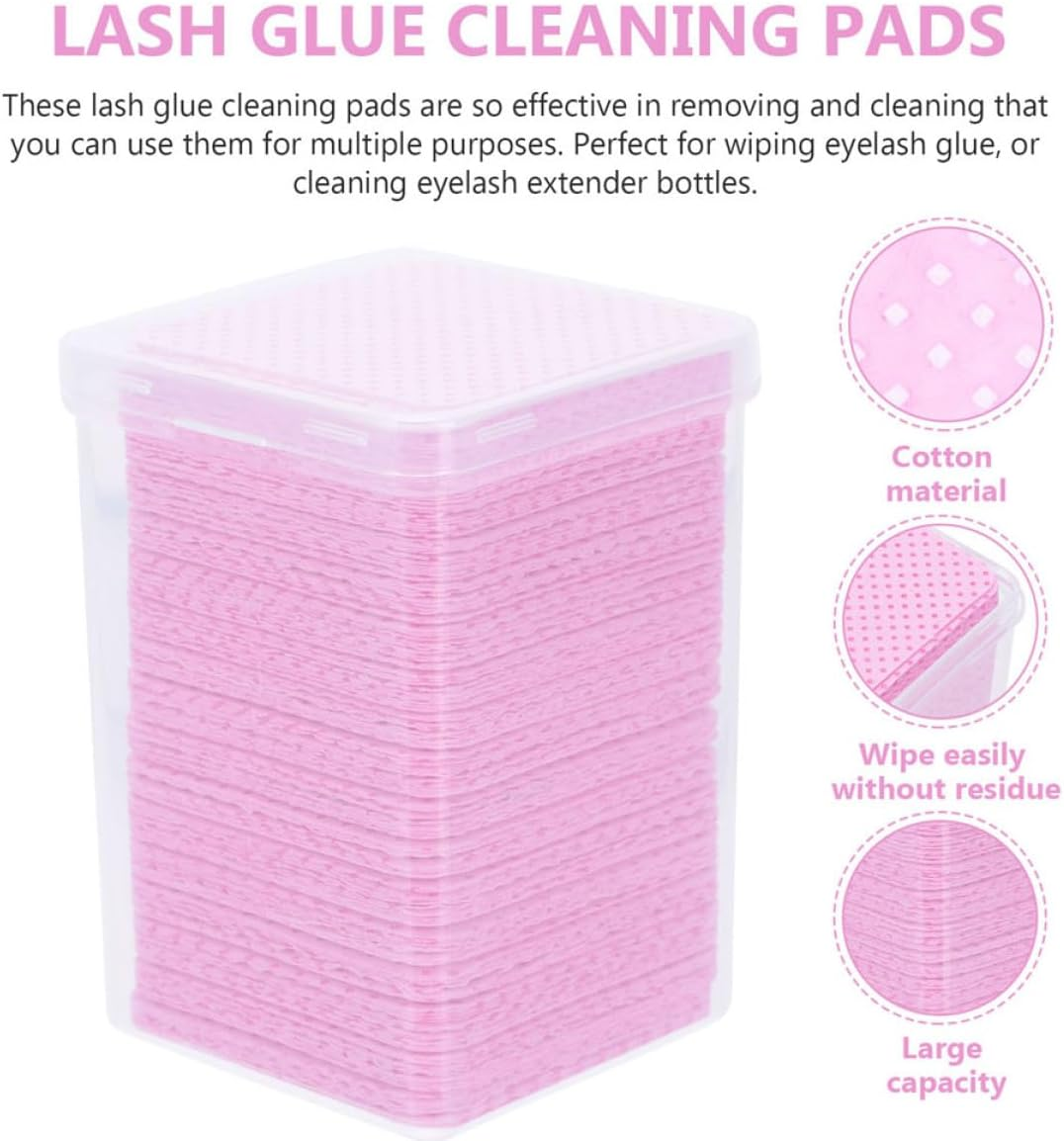 FIXOSHEE Eyelash Glue Wiper Cleaning Pads 200Pcs Bottle Wiping Cloths Disposable Salon Supply for Lash Extension and Nail Techs image number 1