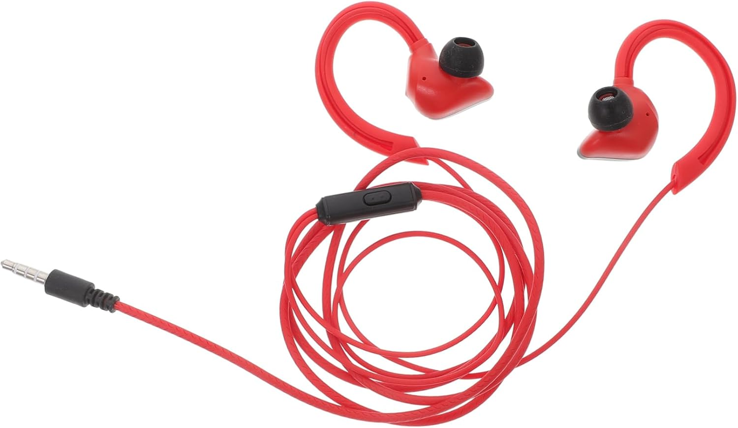 Vaguelly 1 Pair Wired Sports Headset Ergonomic Ear Control Earphones for Running Jogging and Gym Workouts Red Durable Design Compatibility Easy Volume Control
