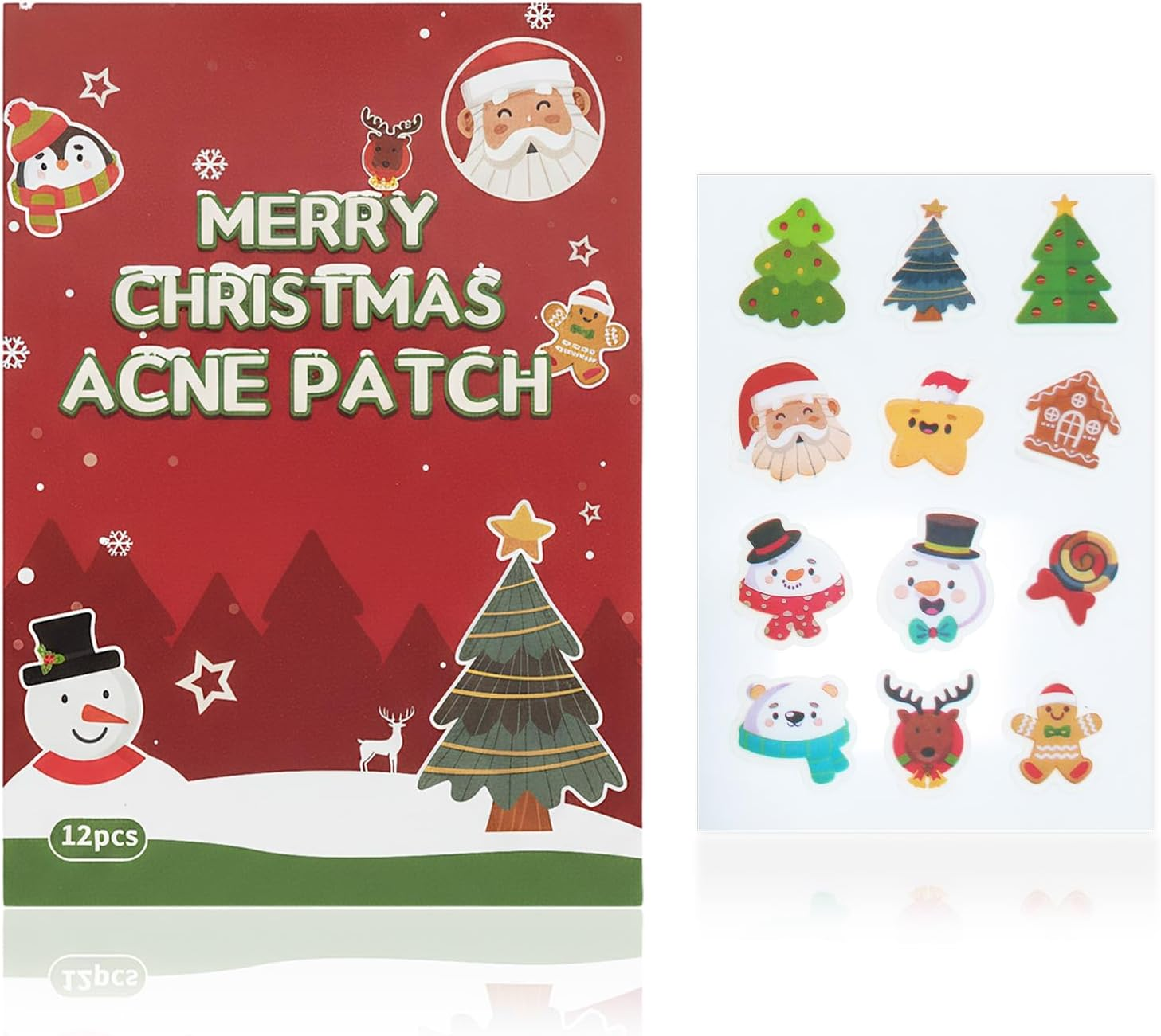 Pack of 12 Pimple Patches, Christmas Pimple Patches, anti Pimple Patches, Acne Patches, Day and Night Acne Patches, Waterproof, Breathable, Various Shapes image number 2