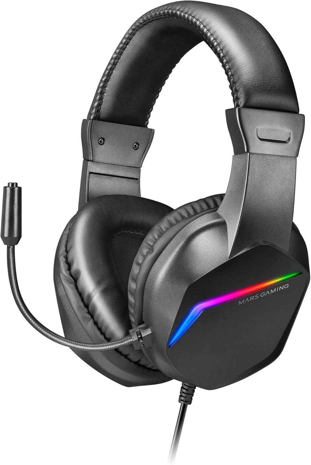 Mars Gaming MH122 Black, Gaming Headset FRGB over Ear with Microphone, Hifi Sound, Sound Cancellation, Ultra Lightweight, PS4 PS5 Xbox Switch Tablet Windows Mac