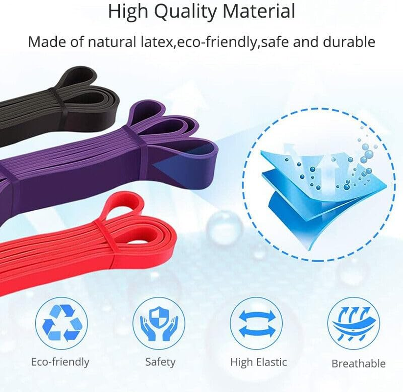 JHD Set of 5 Heavy Duty Resistance Band Loop Power Gym Fitness Exercise Yoga Workout Natural Latex Band for Workout, Yoga, Weightlifting, Physical Therapy, Rehab, Improve Mobility and Strength Palette image number 5