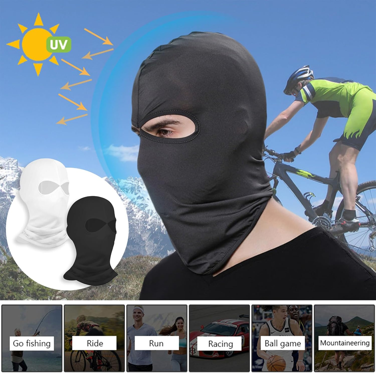 XUNQUCOM Outdoor Sports Riding Mask Mask - White image number 4