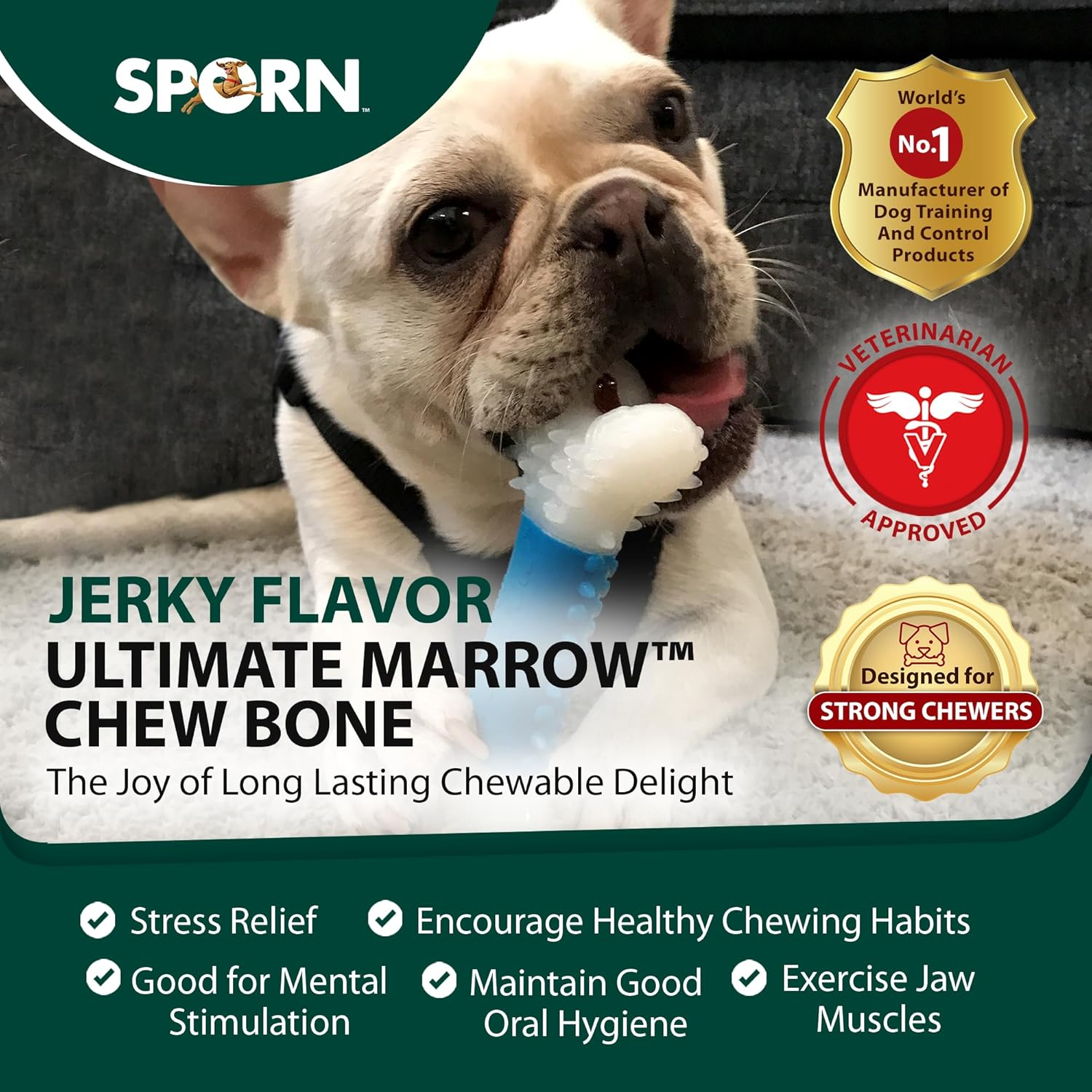 Sporn Durable Jerkey Favour Ultimate Marrow Chew Bone Dog Toy image number 2