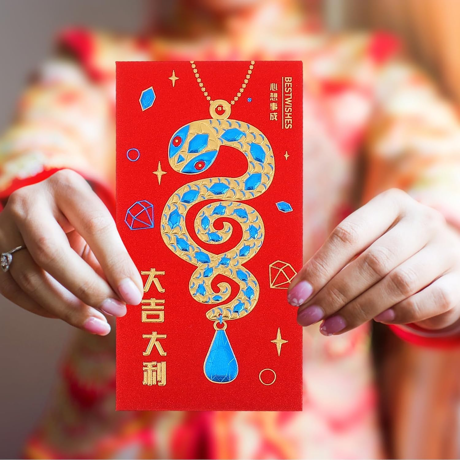 Tofficu 30Pcs Chinese Red Envelopes, 2025 Snake Lunar New Year Red Cash Envelopes, Chinese Hongbao Lucky Money Pockets for Spring Festival Wedding Envelopes - A image number 3