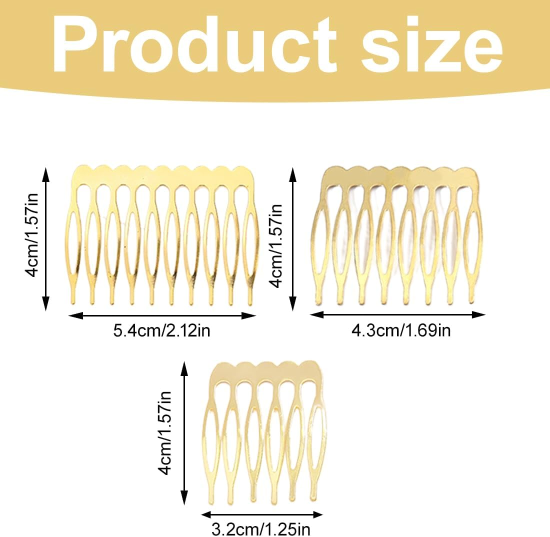 24 Pieces Metal Side Combs Veil Combs Side Comb for Women Hair with Teeth for Hair Accessories with Silver and Gold Chignon Clip image number 5