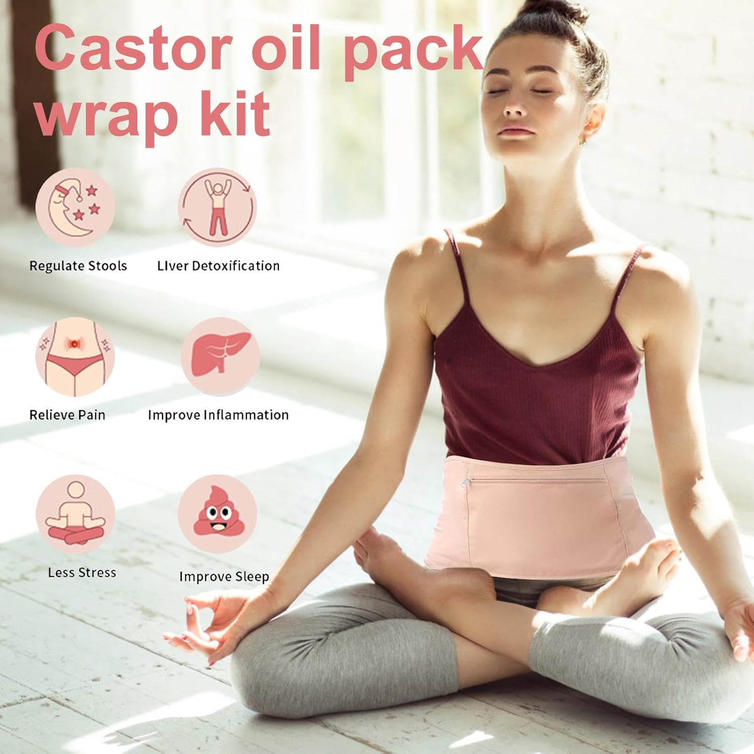 Castor Oil Pack Wrap - Oil-Proof Washable Leakproof Bag Waist Patch Castor Oil Patches - Body Care Multifunctional Neck Patch for Neck Women Men Homes Bedrooms Puchen image number 6