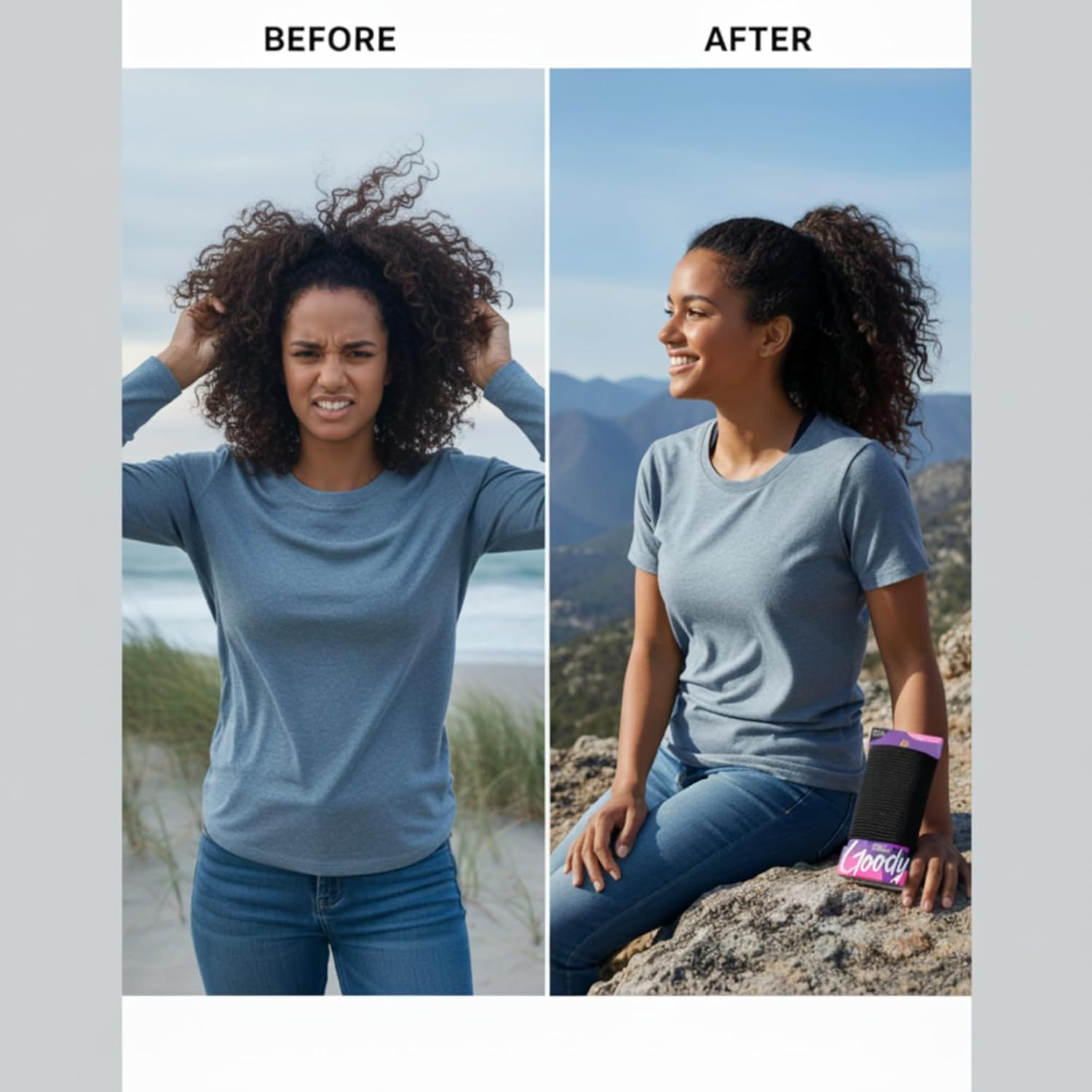 Goody Ouchless Hair Ties, Damage-Free Hold, 4MM Hair Elastics, Hair Styling Accessories for Women, All Hair Types, Black - 30 Ct - Brunette image number 2