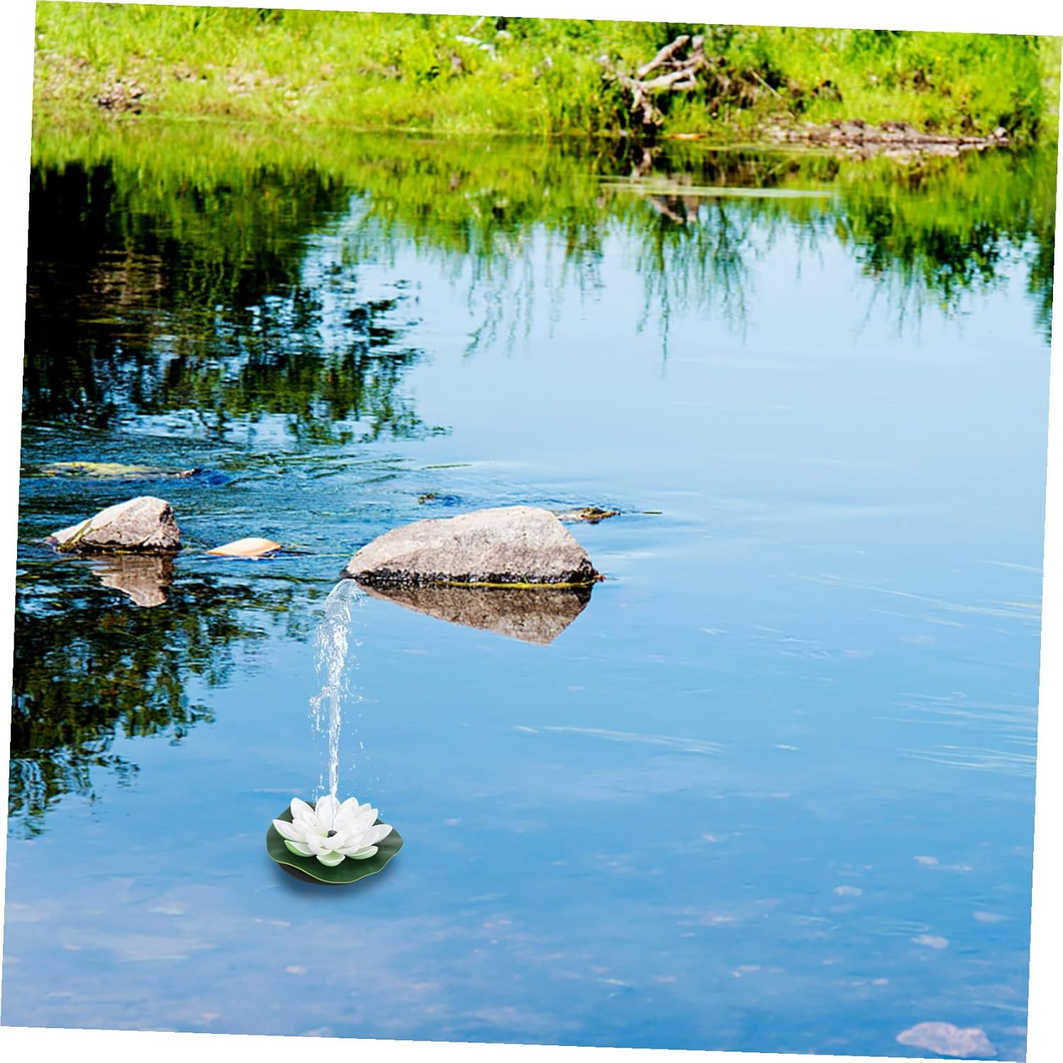 SEWACC Solar Powered Floating Water Pump Lotus Fountain with Nozzle Heads White Outdoor Decor Spray Height for Garden Pool and Aquarium image number 4