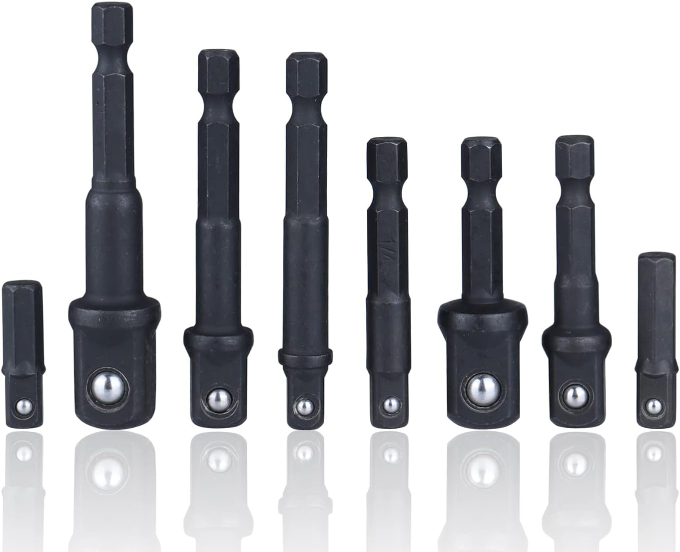 Bestgle 8 Pcs Impact Socket Adapter, 1/4 Inch Hex Shank Square Nut Driver Adaptor Power Drill Extension Bits Square Driver Drill Bit to Drive 1/4" 3/8" 1/2" Adapters Power Hand Tools Accessory image number 5